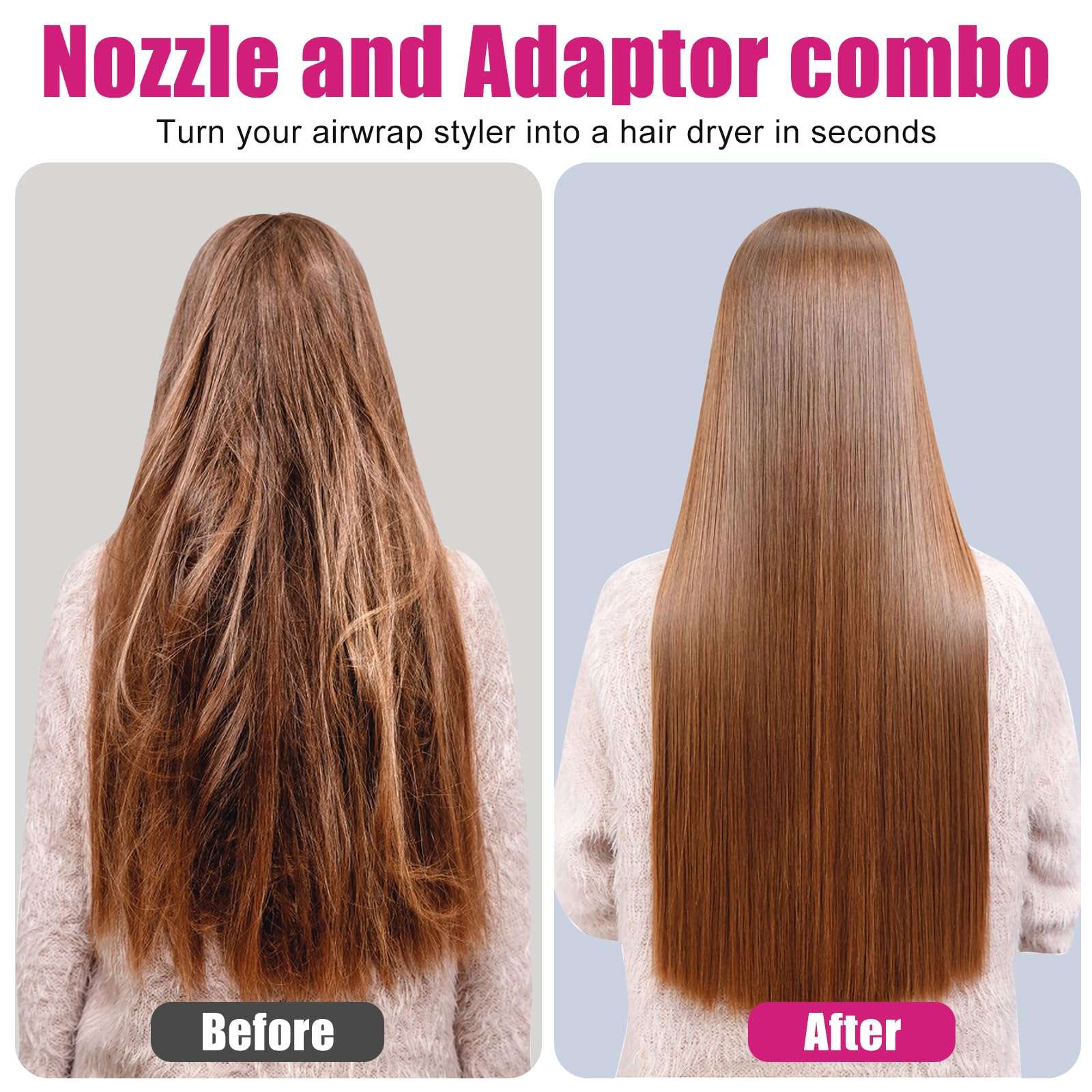 Adapter and Anti-Flying Nozzle for Dyson Airwrap Styler, Attachments for Curling Iron Converting To Hair Dryer 4