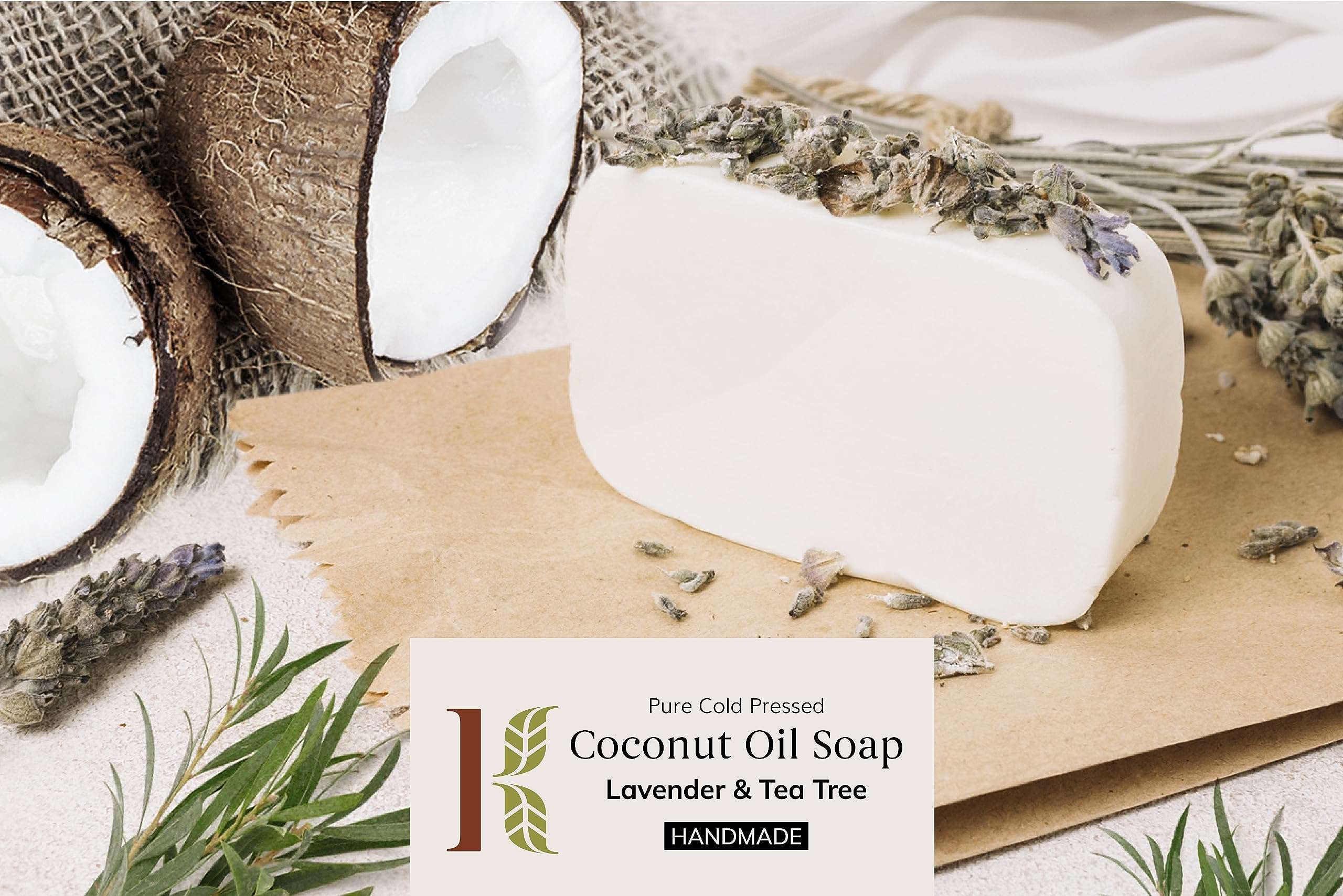 Kaprica Natural Handcrafted Pure Cold Pressed Coconut Oil Soap- Lavender and Tea Tree (pack of 5) 4