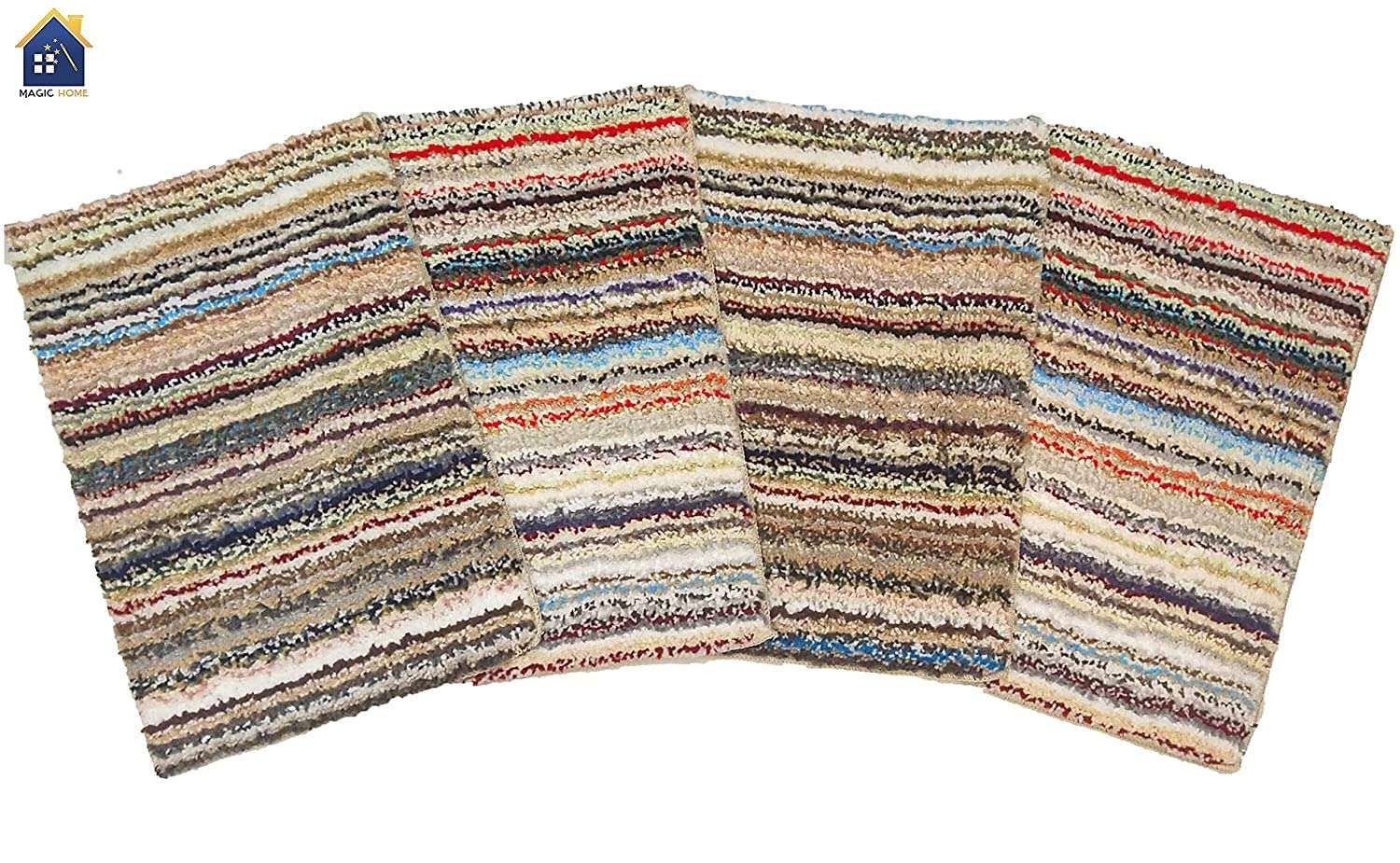 Anti-Slip Bathmat Combo Microfiber Soft, Size 40 x 60cm -Fluffy Bathroom Rugs - Suitable for Kitchen, Bedroom and Bathroom, Dry Fast Water Absorbent & Machine-Washable - Set of 4 4