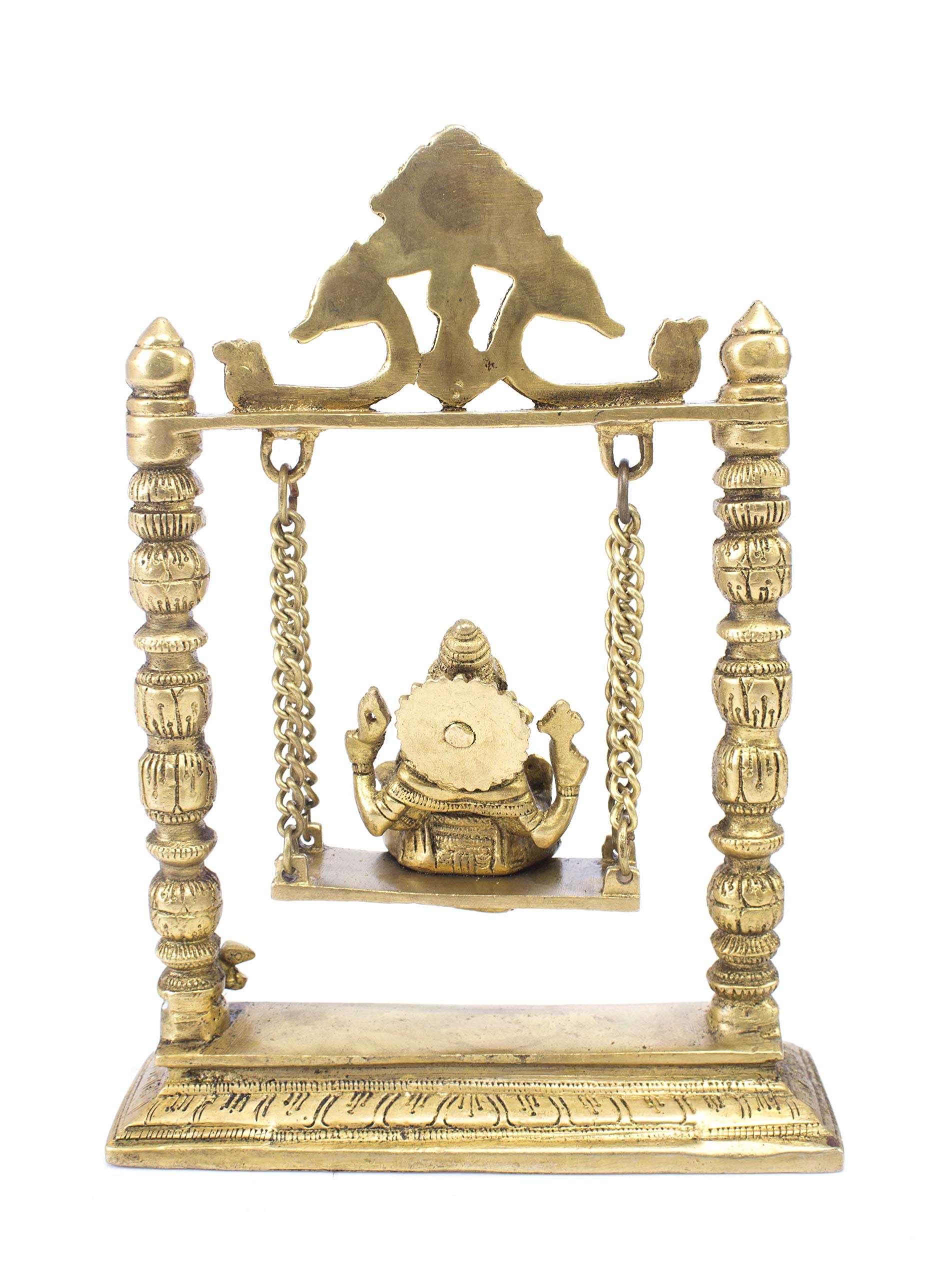 Elegant Brass Lord Ganesha Idol on Swing 3