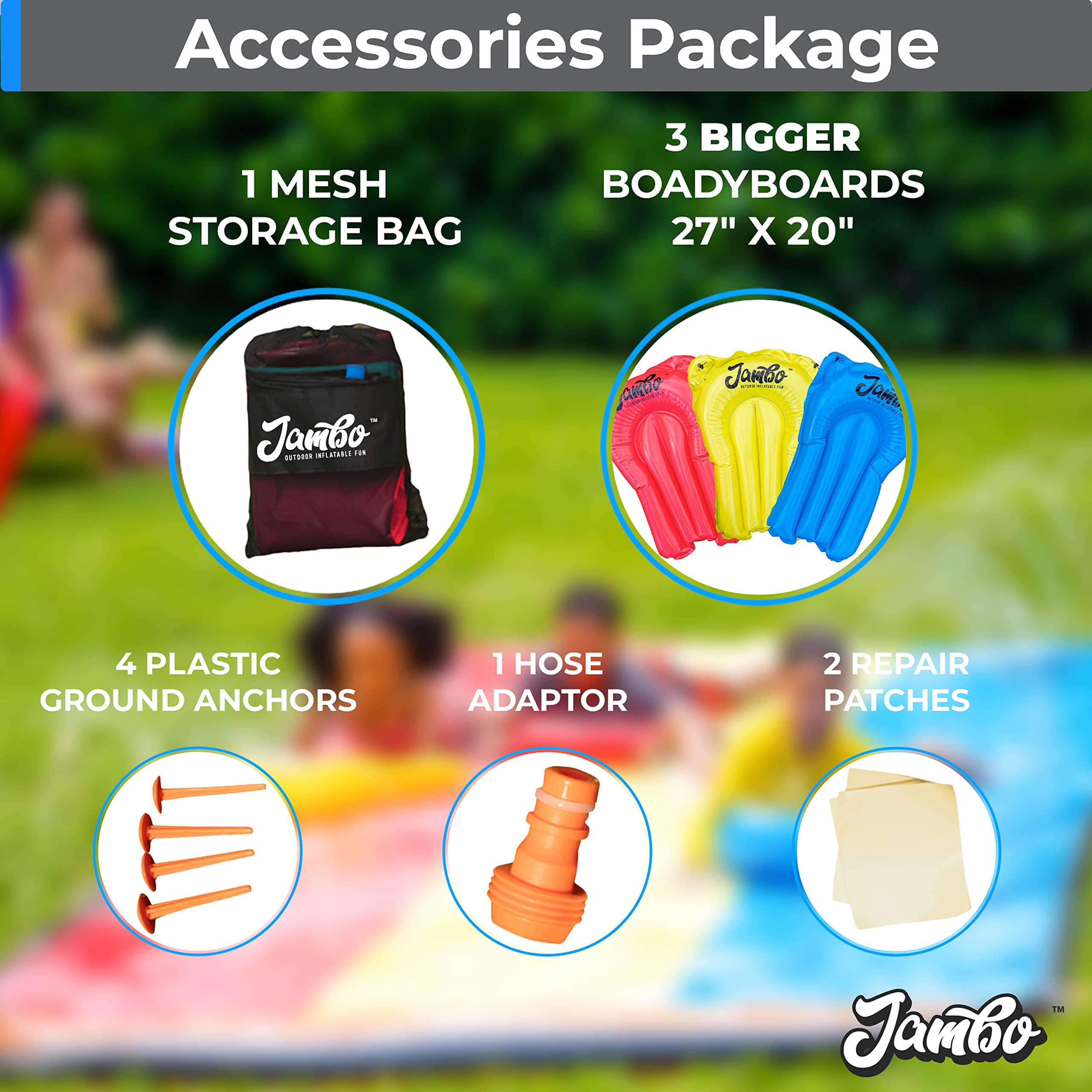 JAMBO Slip, Splash and Slide - Slide Bodyboards and Accessory Kit… 3