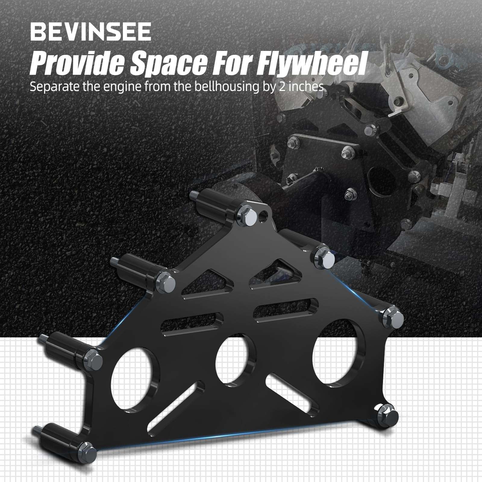 Bevinsee Engine Safe Stand Adapter Plate Compatible with Chevy LS LT Engine BBC SBC 4.8 L 5.3L 6.0L LS7 LQ4 LM7 L96 Heavy Duty Support Bracket 4