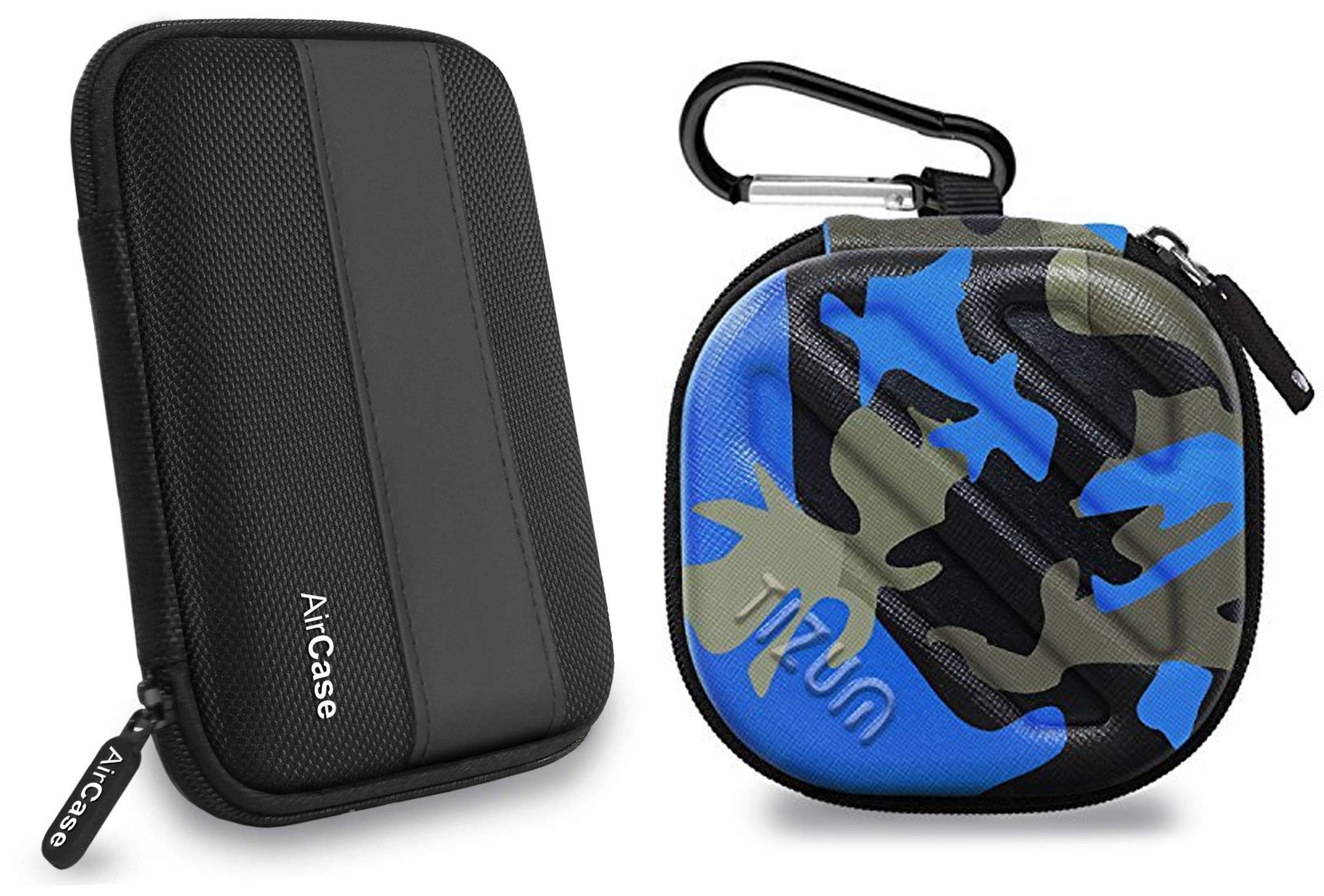 AirCase Plastic External Hard Drive Case for 2.5-inches Hard Drive (Black)+ Tizum Earphone Carry case