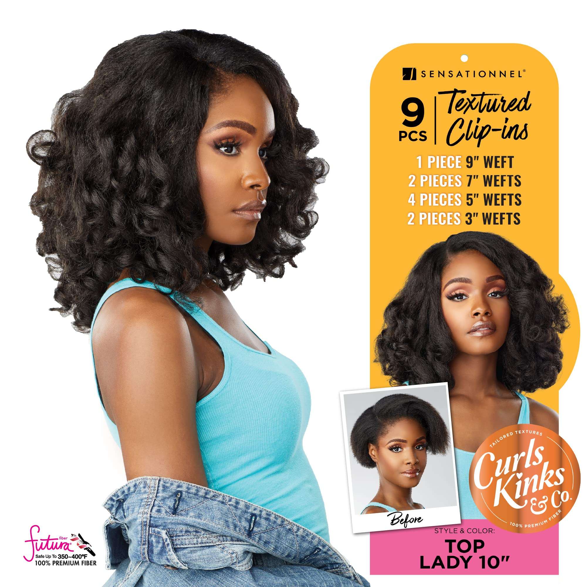 Sensationnel Curls kinksandco clip in - top lady 10 inch easy to use clips for natural 3c to 4c hair textures (T2/30) 4
