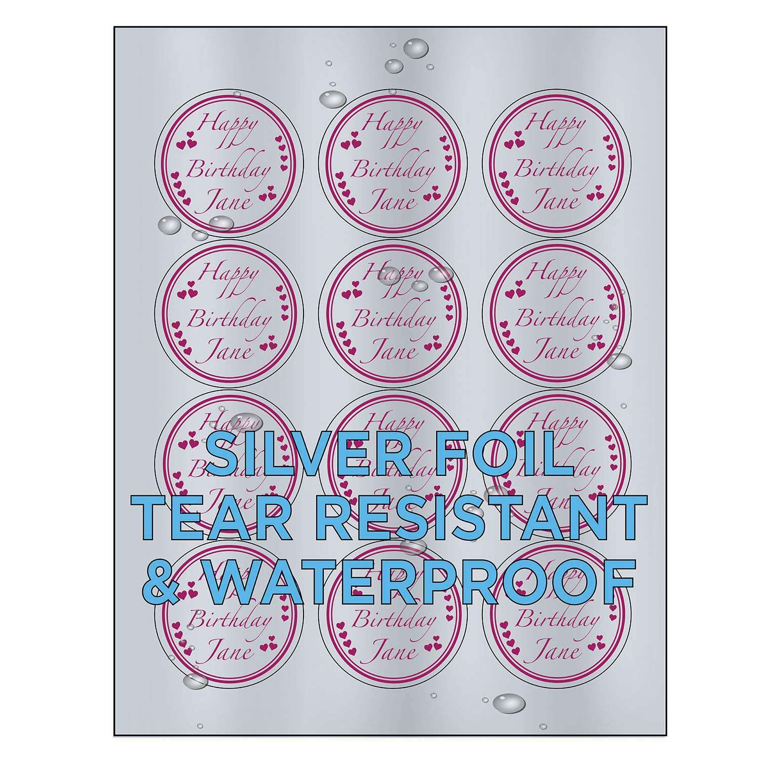 Milcoast Silver Foil Glossy Waterproof Tear Resistant Blank Adhesive 2.5" Round Circle Shaped Labels - for Inkjet/Laser Printers - 240 Labels (20 Sheets) 4