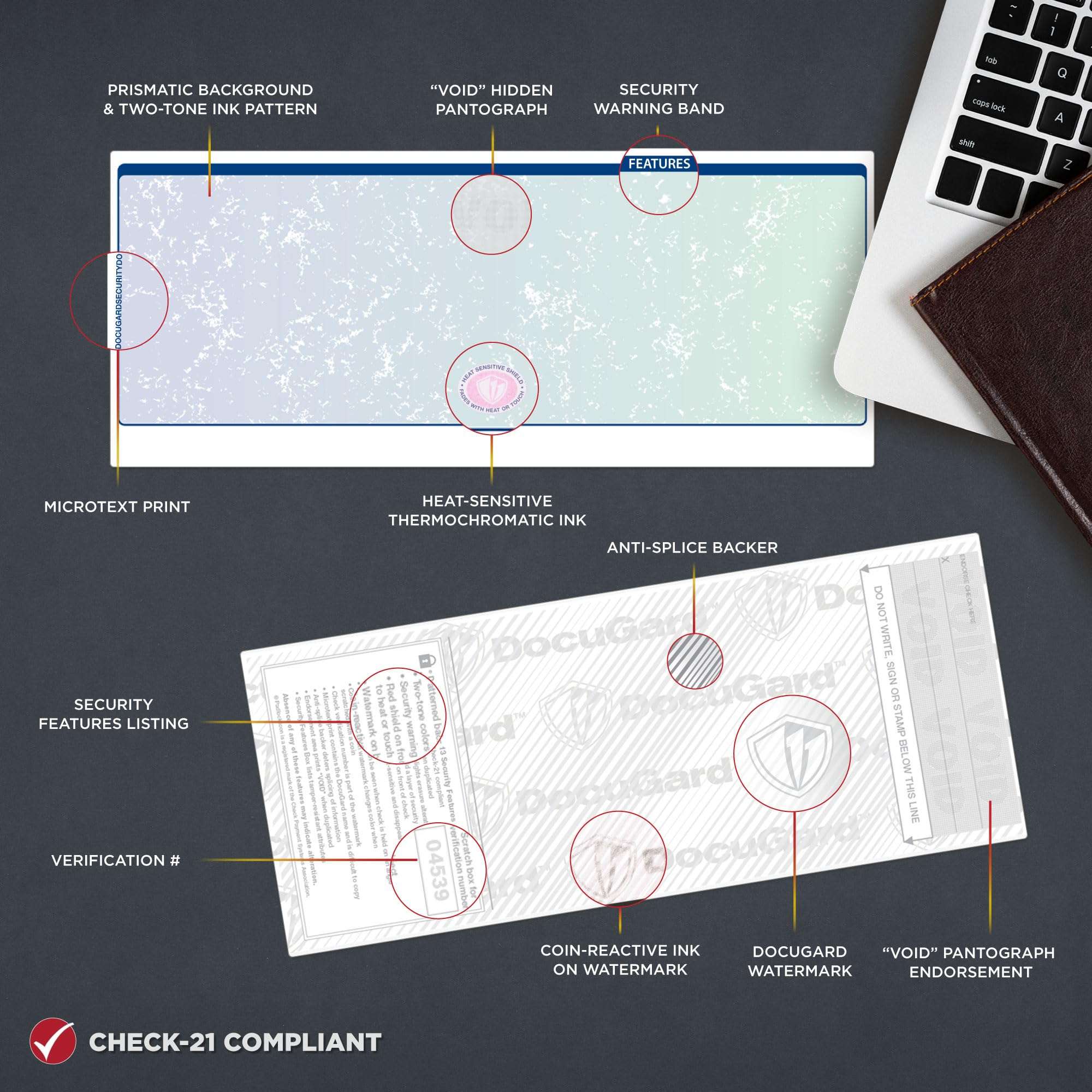 DocuGard Premier Prismatic Check, 13 Features, 8.5 X 11, Blue/Green Prismatic, 500/ream 3