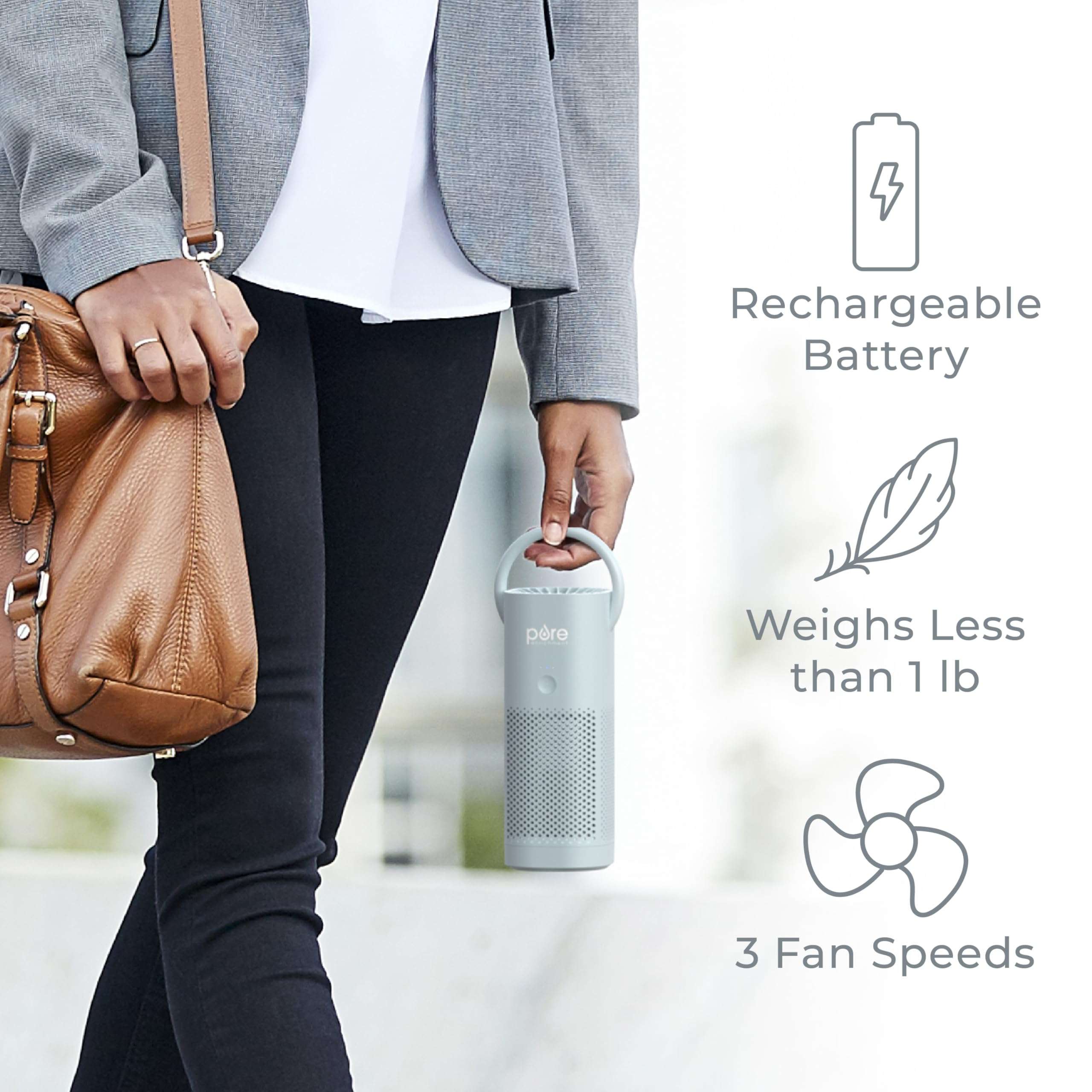 Pure Enrichment® PureZone™ Mini Portable Air Purifier - Cordless True HEPA Filter Cleans Air & Eliminates 99.97% of Dust, Odors, & Allergens Close to You - Cars, School, & Office (Starlight Blue) 3