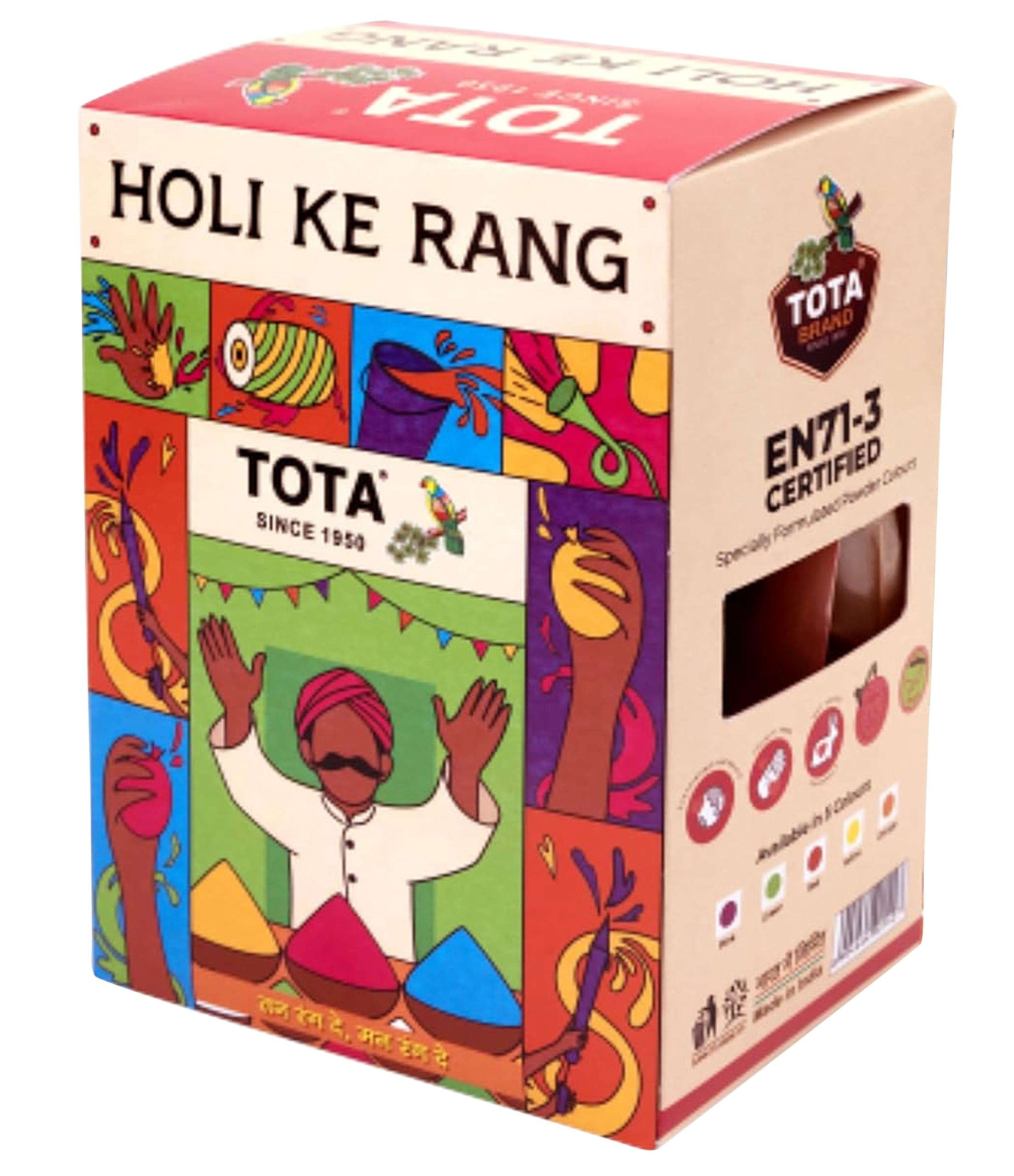 Tota Holi Ke Rang Holi Colour | Organic Holi Gulal | EN-71 Certified Natural and Herbal Holi Colors Powder | Holi Gifts Hamper - Set of 5 Holi Colours Powder 1