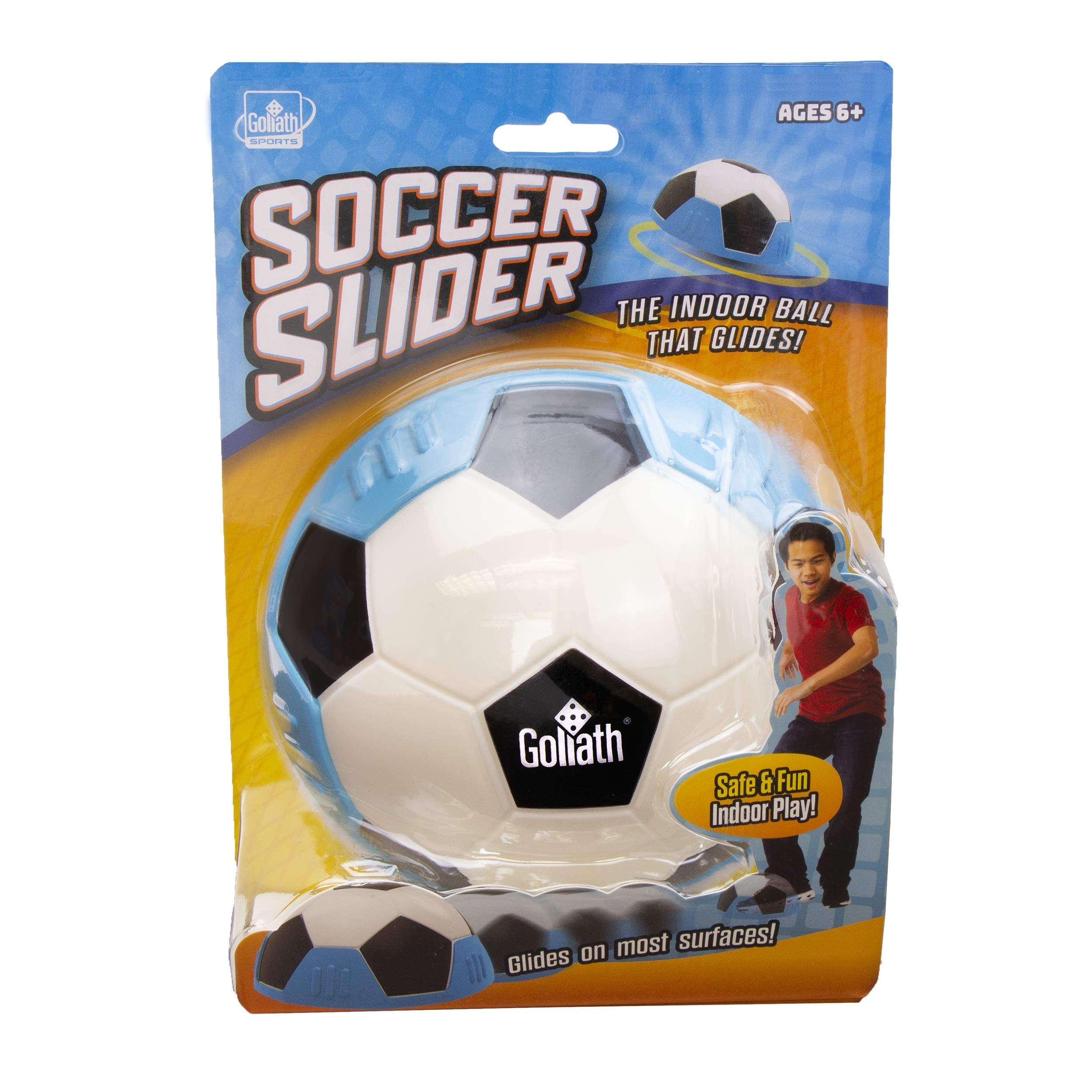 Goliath Sports Soccer Slider Soft Soccer Ball Shaped Foam Slider Effortlessly Glides Over Smooth Surfaces - for Indoor Game Play, Blue 1