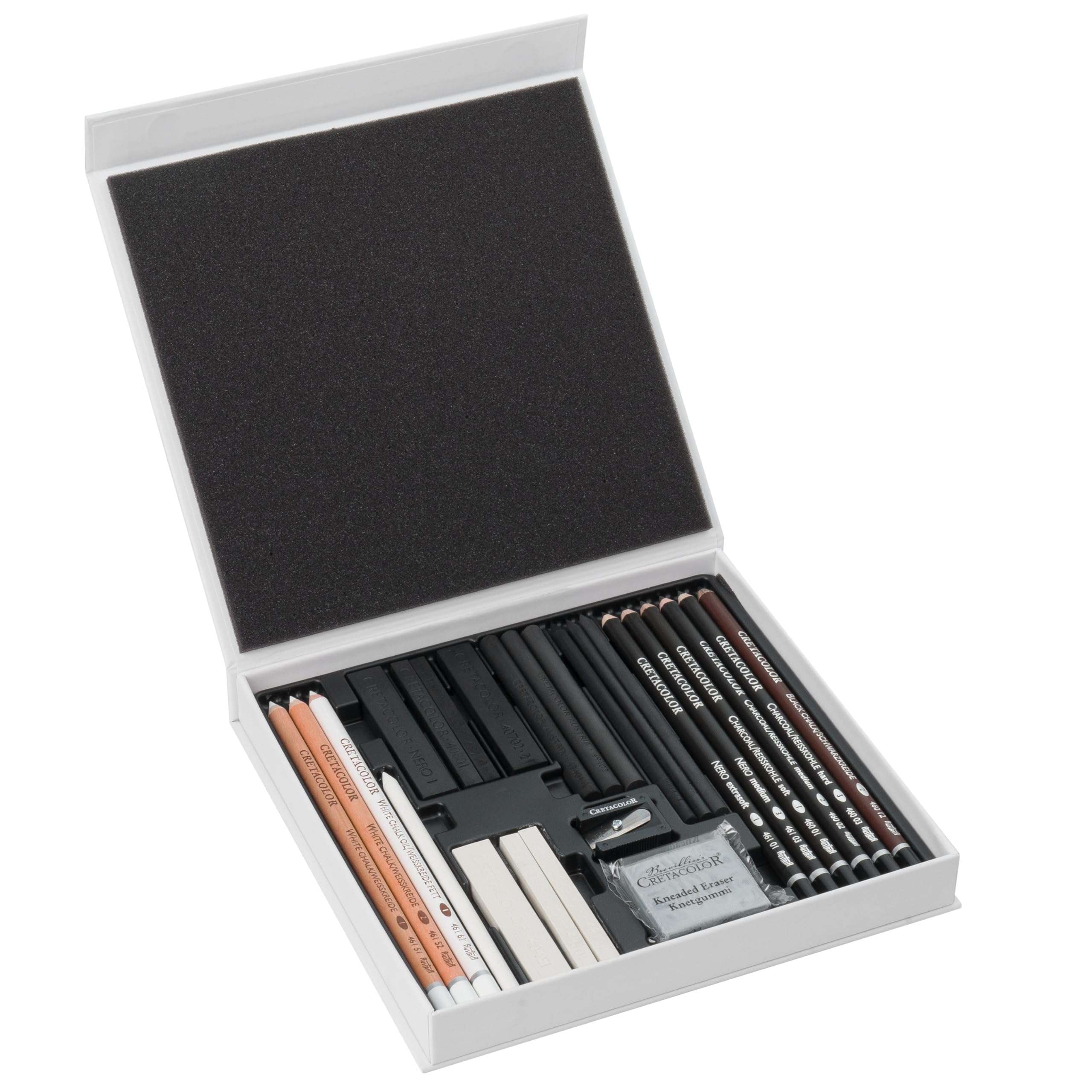 Cretacolor Black & White Drawing 25-Piece Set, Multi 6
