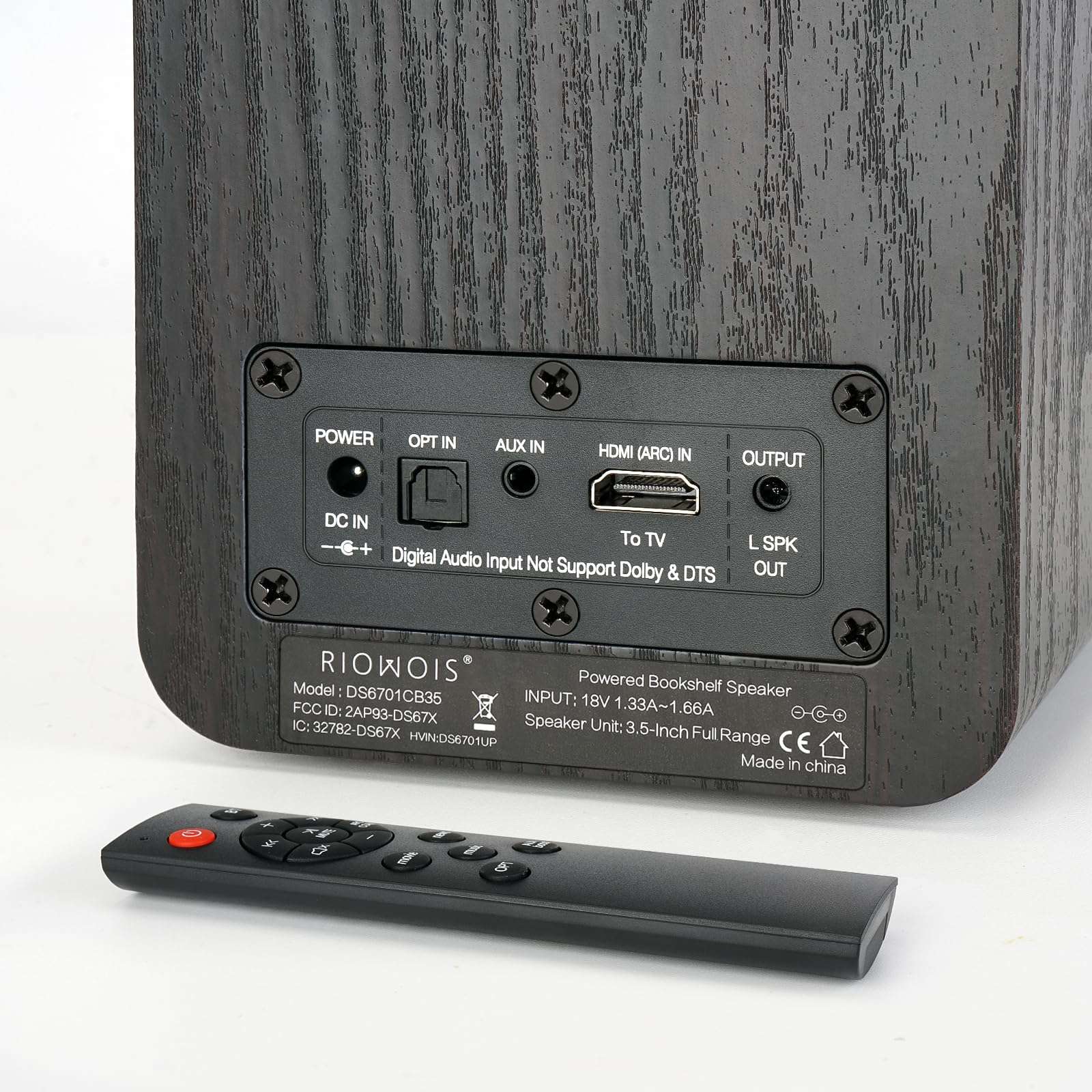 RIOWOIS Powered Bookshelf Speakers with Bluetooth 5.3 and Built-in Amplifier for Vinyl Record Player, 30W*2 Turntable Speakers with 3.5" Dual Cone Driver, Optical/AUX/TV-ARC Input (Red) 6