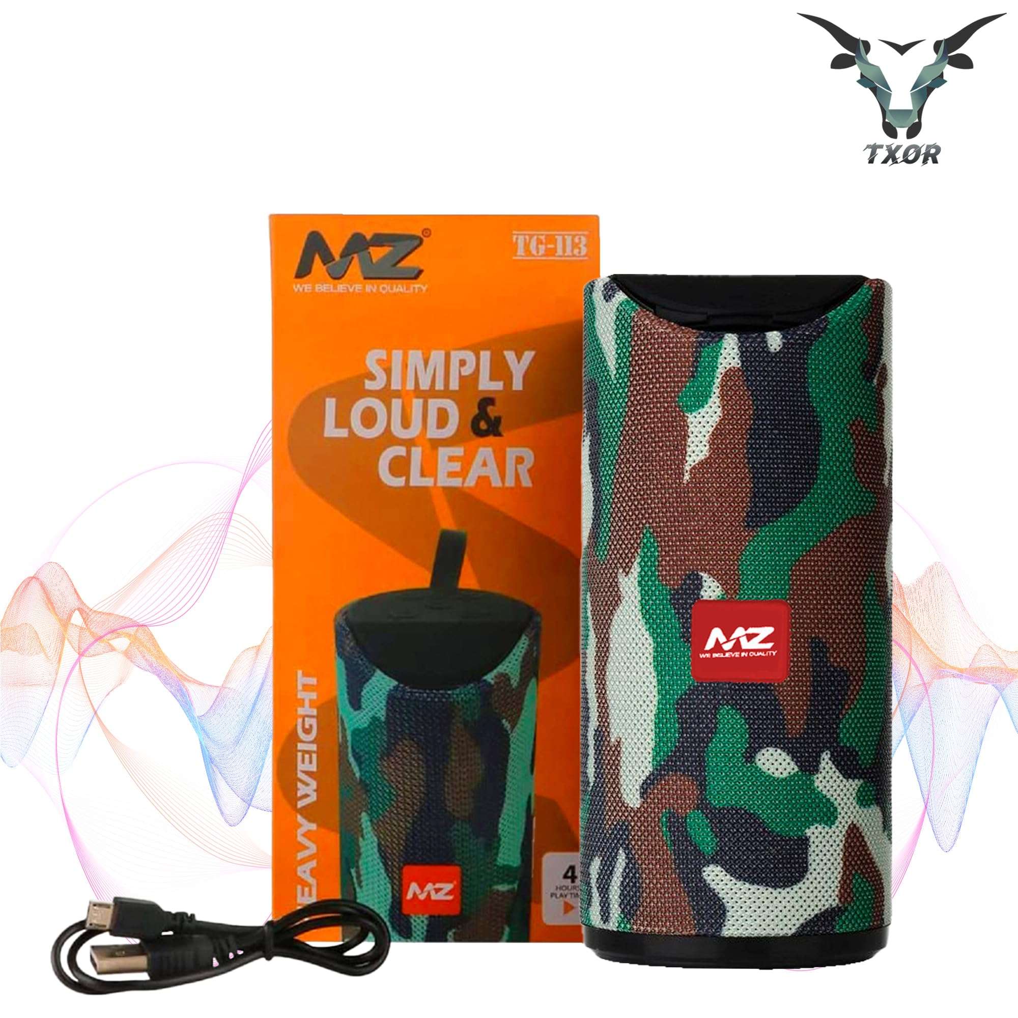 TXOR Stan, 10W IPX5 Bluetooth Speaker with TWS, Dynamic Powerful Bass and 1200 mAh Battery, USB and Memory Card Slot (Camouflage Green) 6