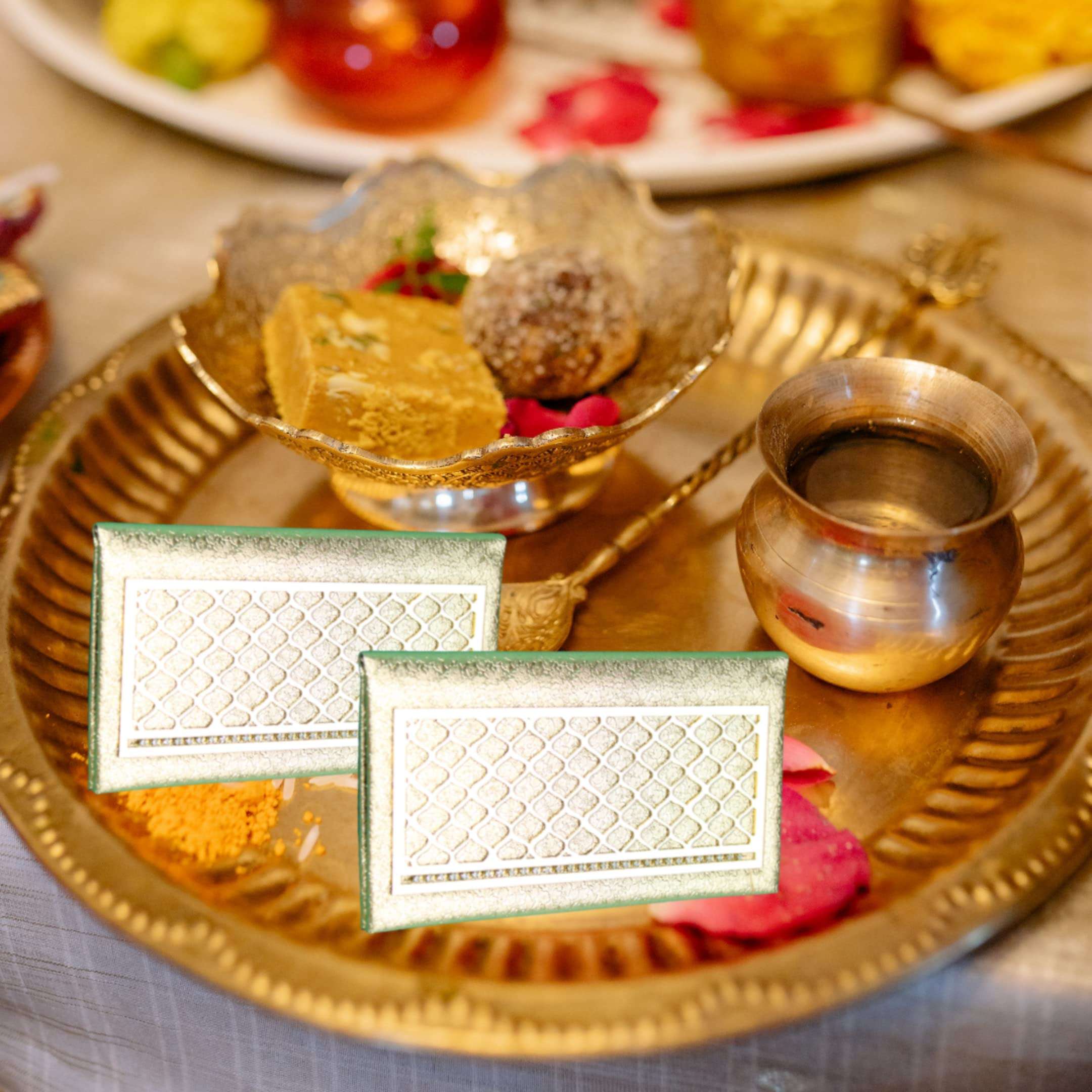 BERRYCRAVE Golden Leatherette Paper Fancy 3D Design Shagun Envelope | Shaadi ke lifafe | Envelope | Wedding | Engagement | Birthday | Festivals | Money | Windows Design-1 5