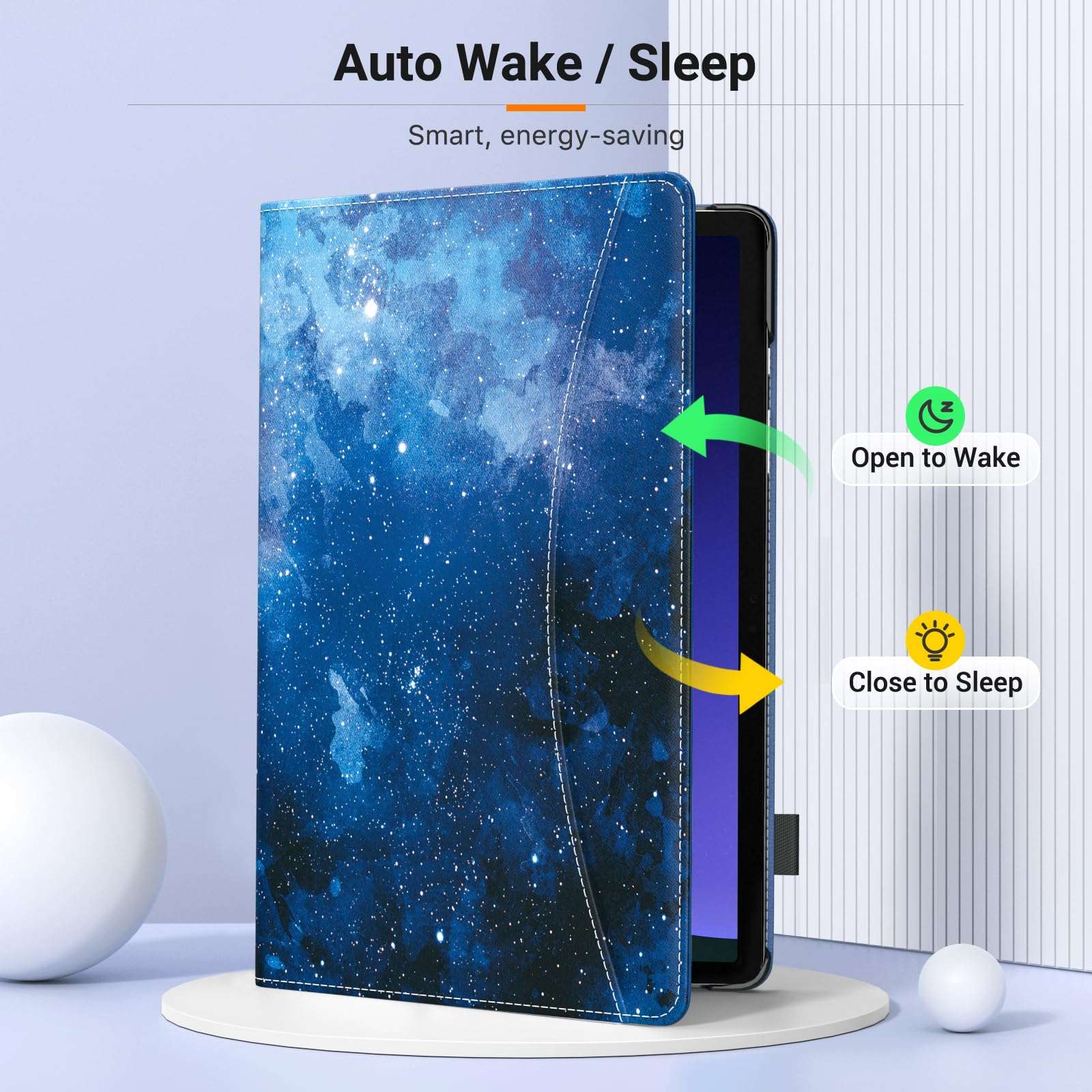 MoKo Case for Samsung Galaxy Tab S9 11-Inch 2023 (SM-X710/716B/718U) with S-Pen Holder, Hand Strap, Pocket, Multi-Angle Viewing Folding Stand Folio Cover Case for Galaxy Tab S9 2023, Blue Starry Sky 4