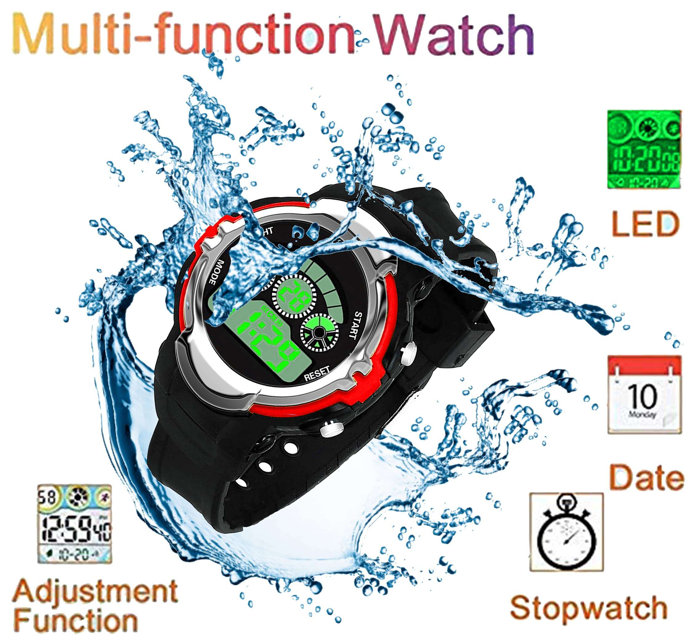 Time Up Digital Dial Water-Proof & LED Light Big Dial 3 Watches Combo for Kids (5-13 Years)-TYS-1811T-R (RED-Navy-Black) 2