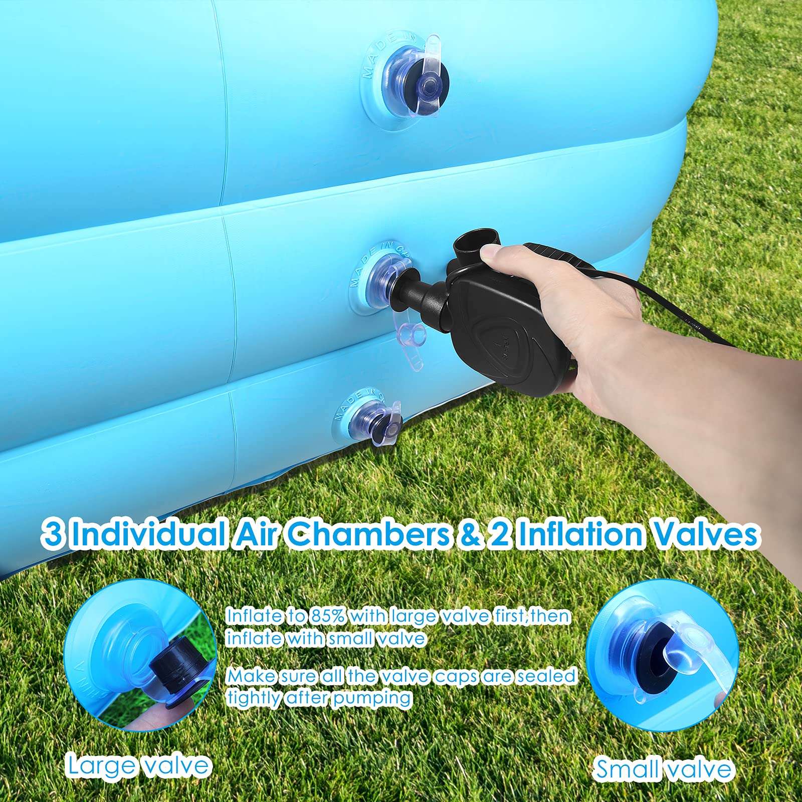 Inflatable Swimming Pool efubaby 120" X 72" X 22" Swimming Pools Blow up Pool Full Sized Inflatable Pools Toddler Pool Family Pool for Adults Kids Age 3 +Pool for Backyard Pools Kiddie Pool Light Blue 6