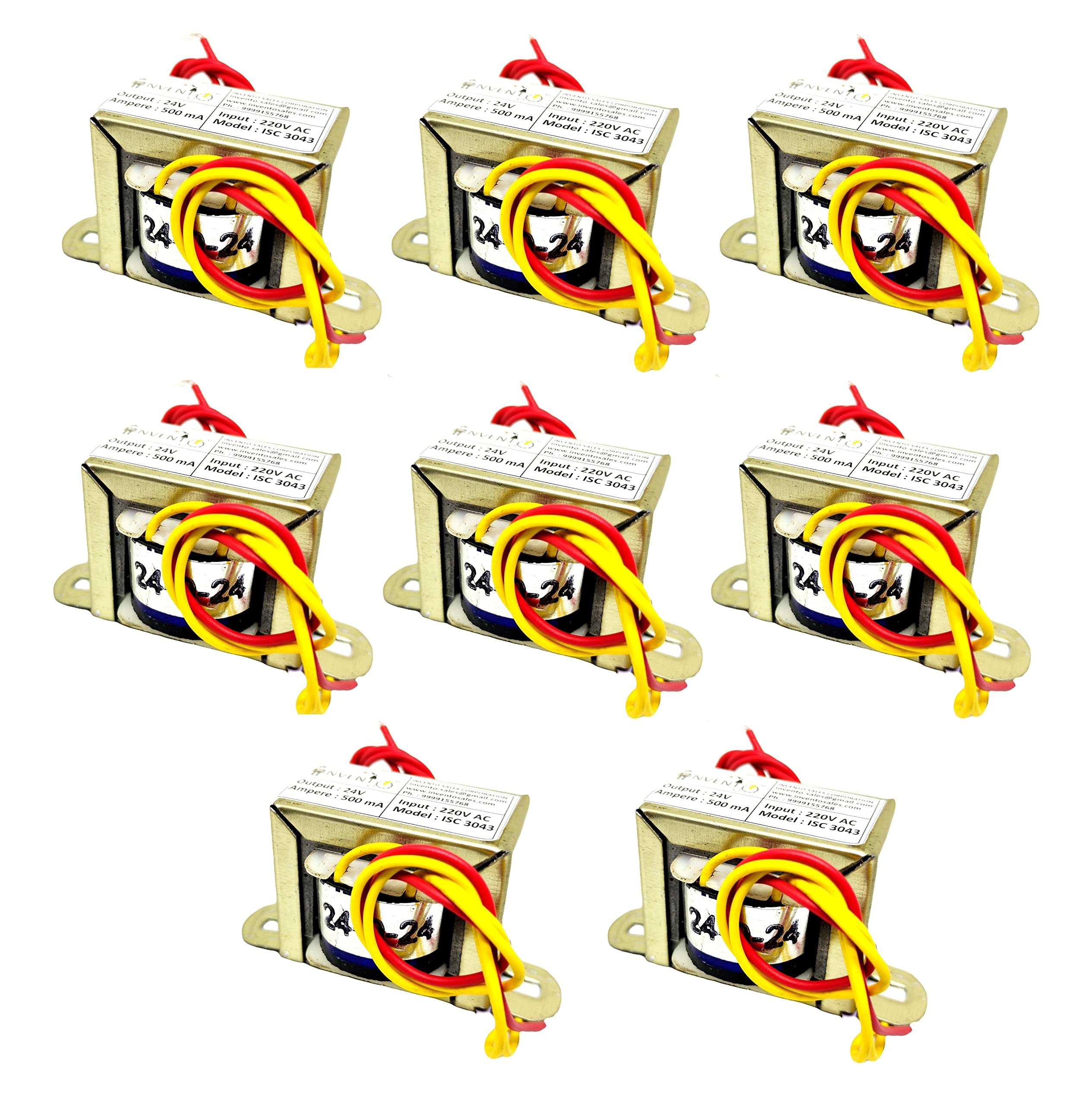 INVENTO 8Pcs 24V 0.5A 500mA 24-0-24 Transformer Copper Winding 220V AC to 24V AC Step Down Power Supply For DIY Projects 1