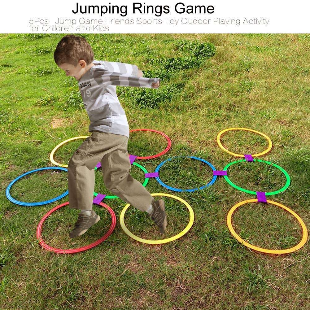 Tbest 5Pcs Jumping Rings, Kids Jump Rings Game Children Jumping Game Playing Activity for Children Children's Outdoor Entertainment Supplies Hopscotch Rings Poly Hopscotch Hopscotch Rings 5