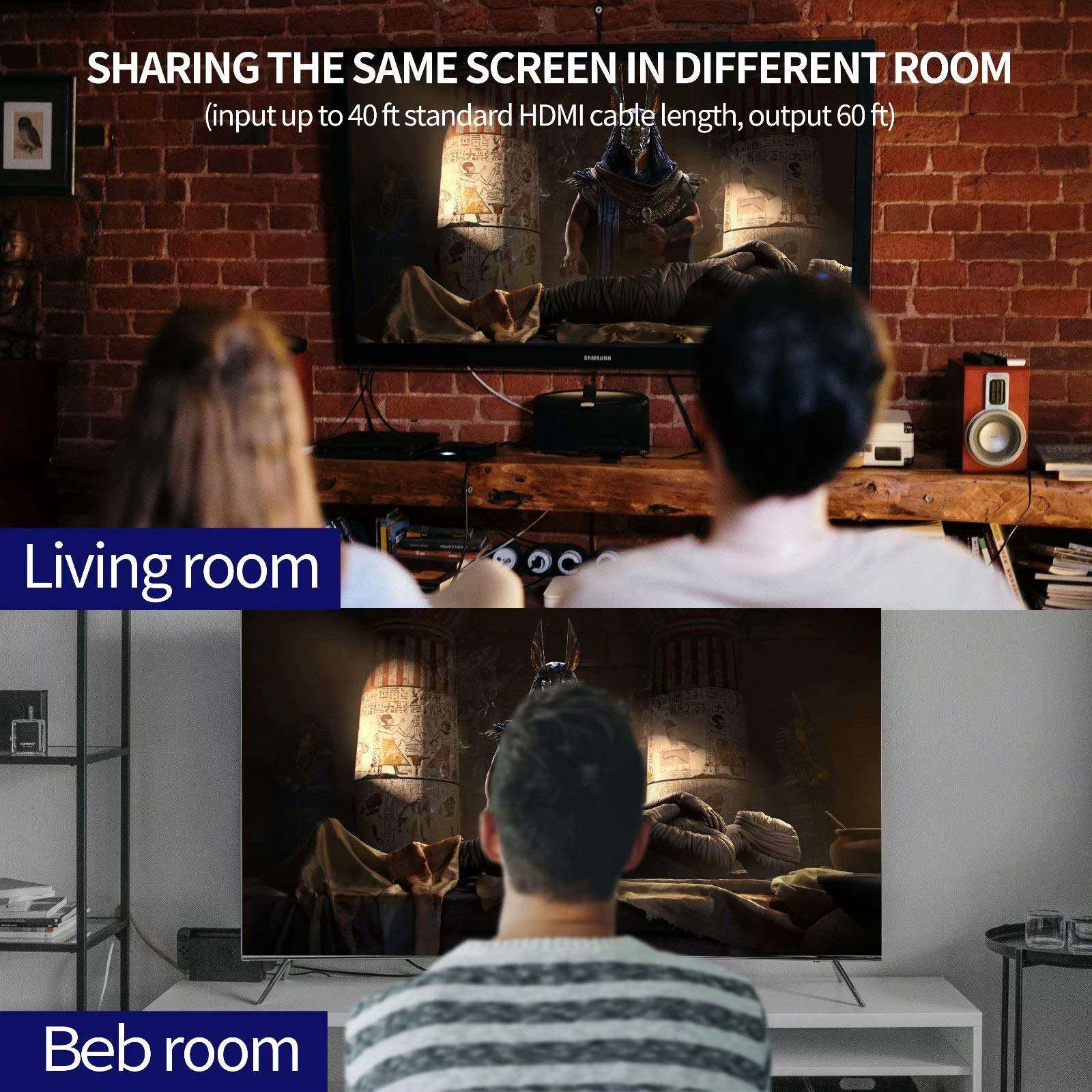 HDMI Splitter Multi-Ports 1 in 2 Out 4K Aluminum Ver1.4 HDCP Powered HDMI Splitter Supports 3D 4K@30HZ Full HD1080P for Fire Stick Roku Blu-Ray Player Xbox PS4 PS3 Apple TV HDTV (Black) 4