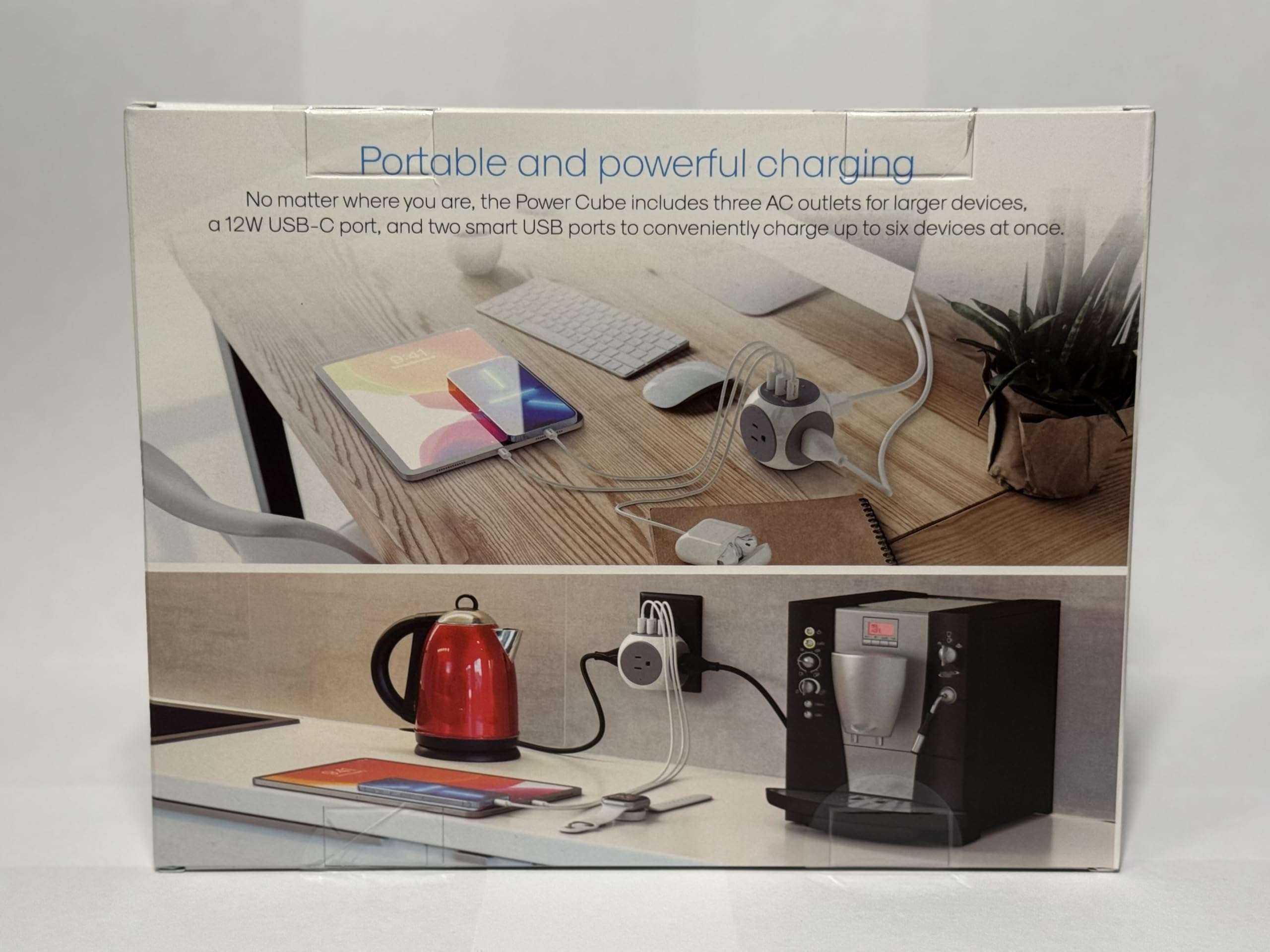 Atomi Power Cube 2-Pack – 3AC Outlets + 3 Smart USB Ports(2 USB-A & 1 USB-C) + 5-ft. Cable 5