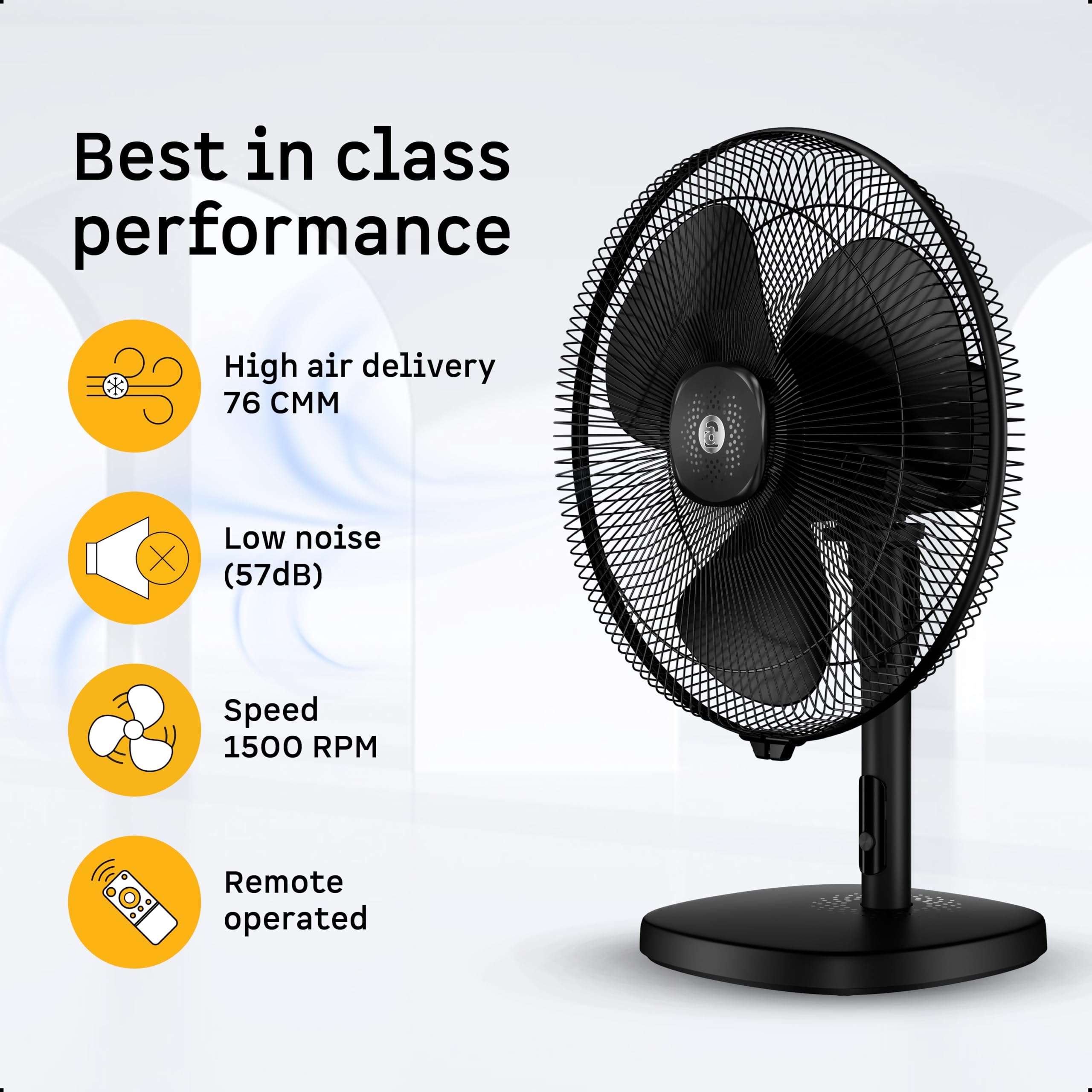 atomberg Renesa 400mm Table Fan | Ideal for Home & Office | Silent BLDC | High Air Delivery | 6 Speeds | 35W | Remote with Oscillation, Timer, Sleep | Easy to Clean | 2 Years Warranty (Black) 5