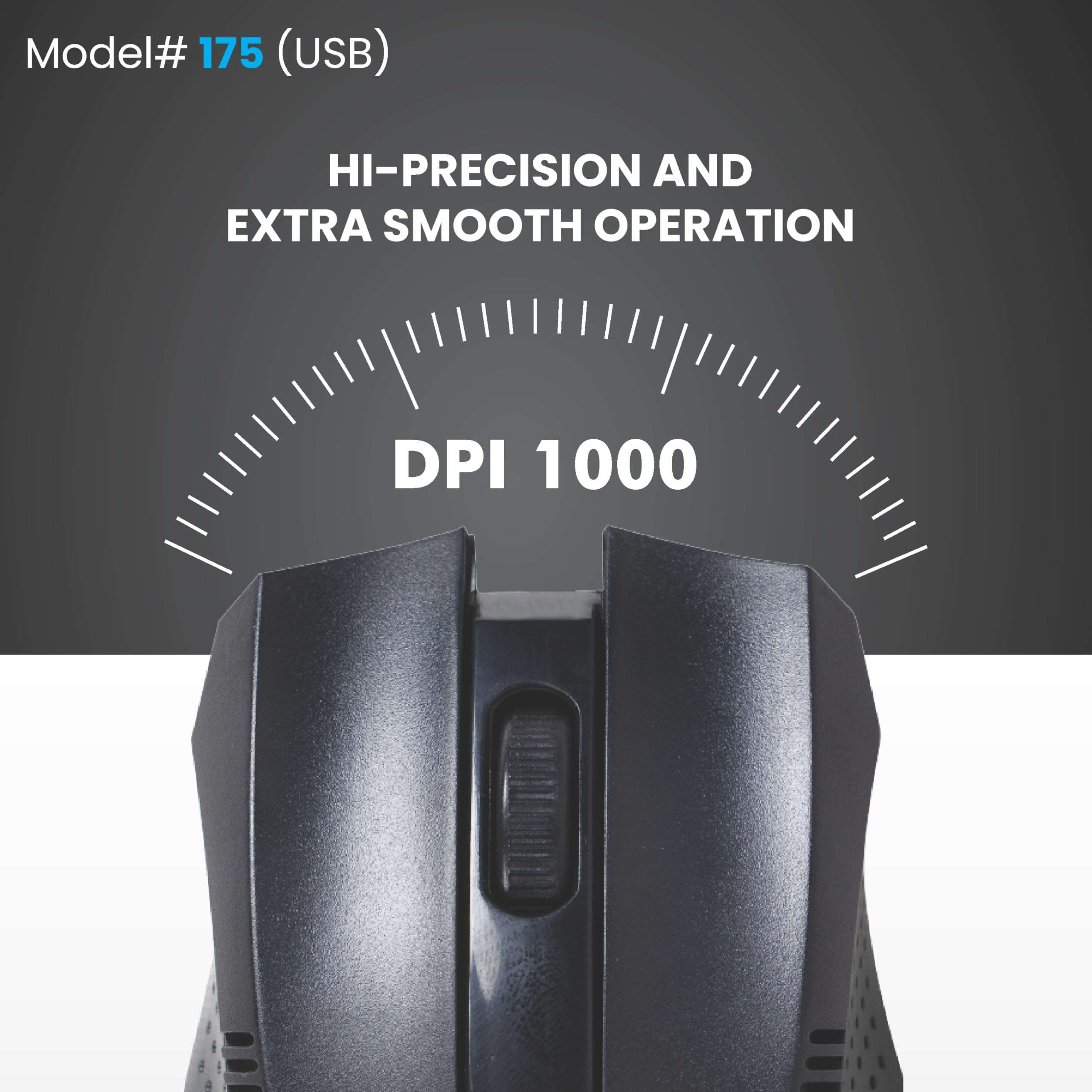 ProDot Wired Mouse - Ergonomic Design, Precise Tracking, Universal Compatibility - Ideal for PC, Mac, Gaming, and Office Use (MU-175, Black) 4