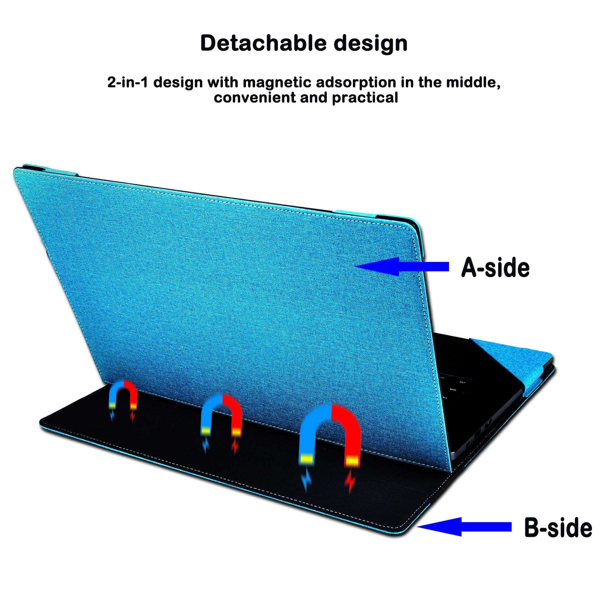 16 inch Laptop Case Cover for HP EliteBook 860/865 G9 G10 Sleeve & ZBook Firefly,Detachable PU Leather Protective Shell Bag with Pen Holder(Light Blue) 6