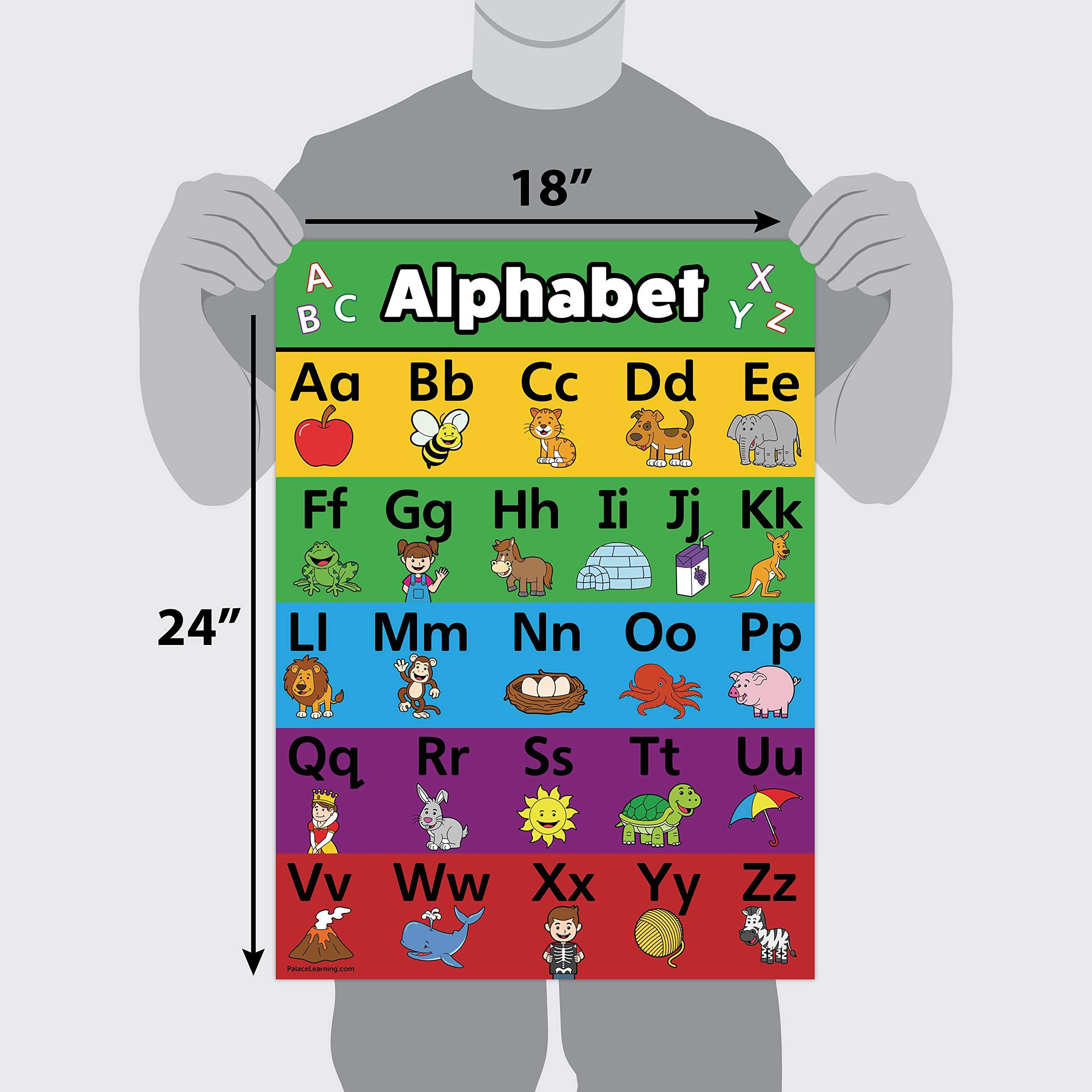 Toddler Learning Poster Kit - 10 Large Educational Wall Posters for Preschool Kids - ABC - Alphabet, Numbers 1-10, Shapes, Colors, Numbers 1-100, Days of The Week, Months of The Year, (18" x 24") 3