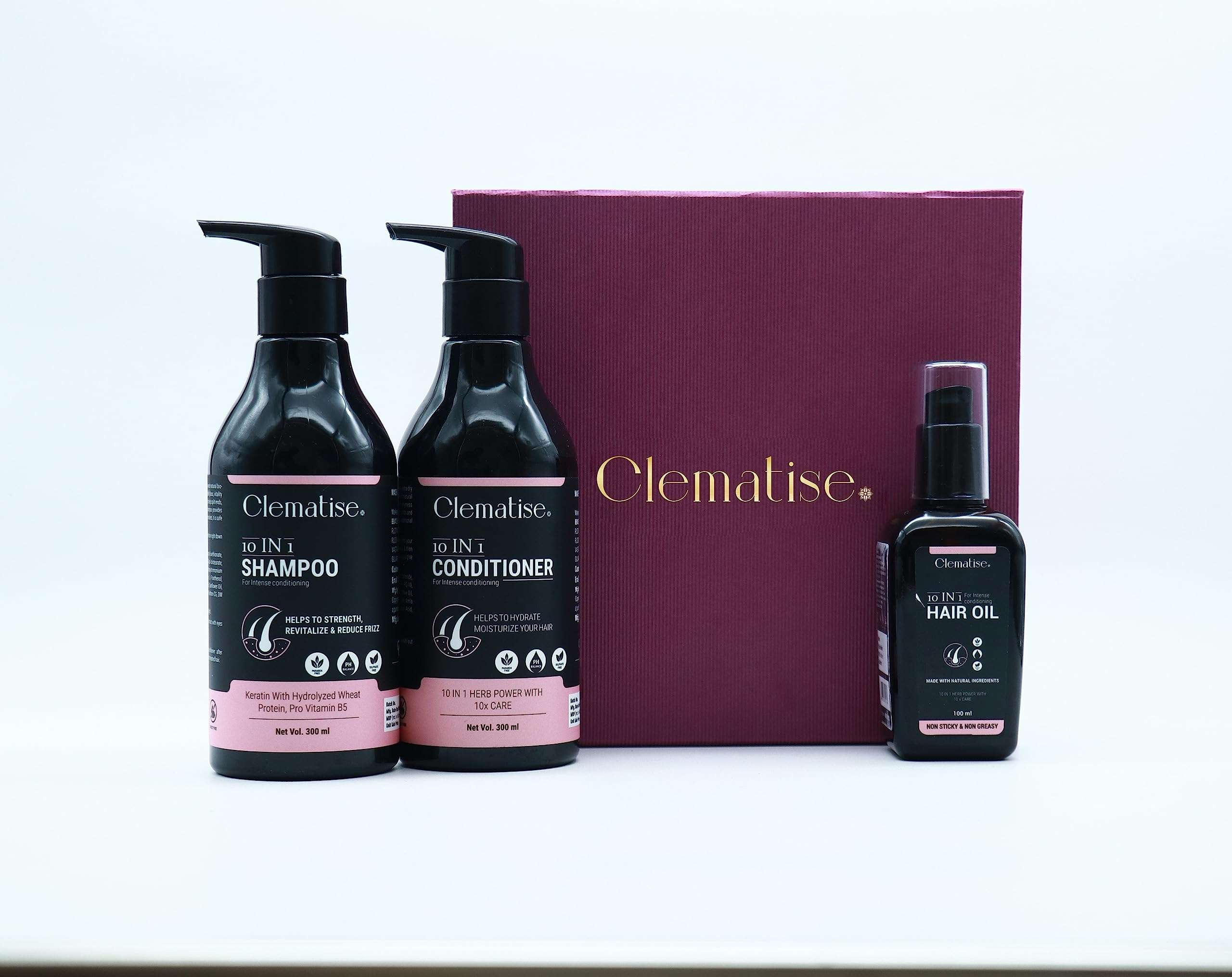CLEMATISE 10IN1 hair care kit is power packed with 10 renowned natural bio-active ingredients, pack of 3. 1