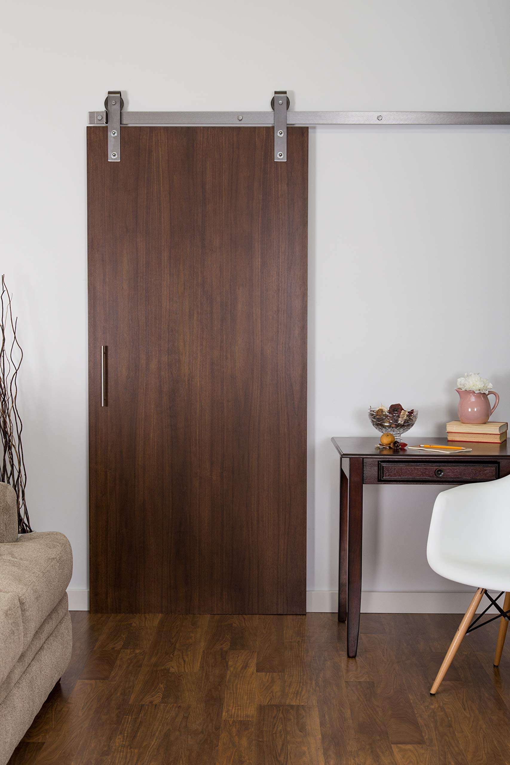 Flat Track Commercial Grade Sliding Barn Door Complete Hardware Kit with Track, Mounts, and Hangers-Made in USA 3