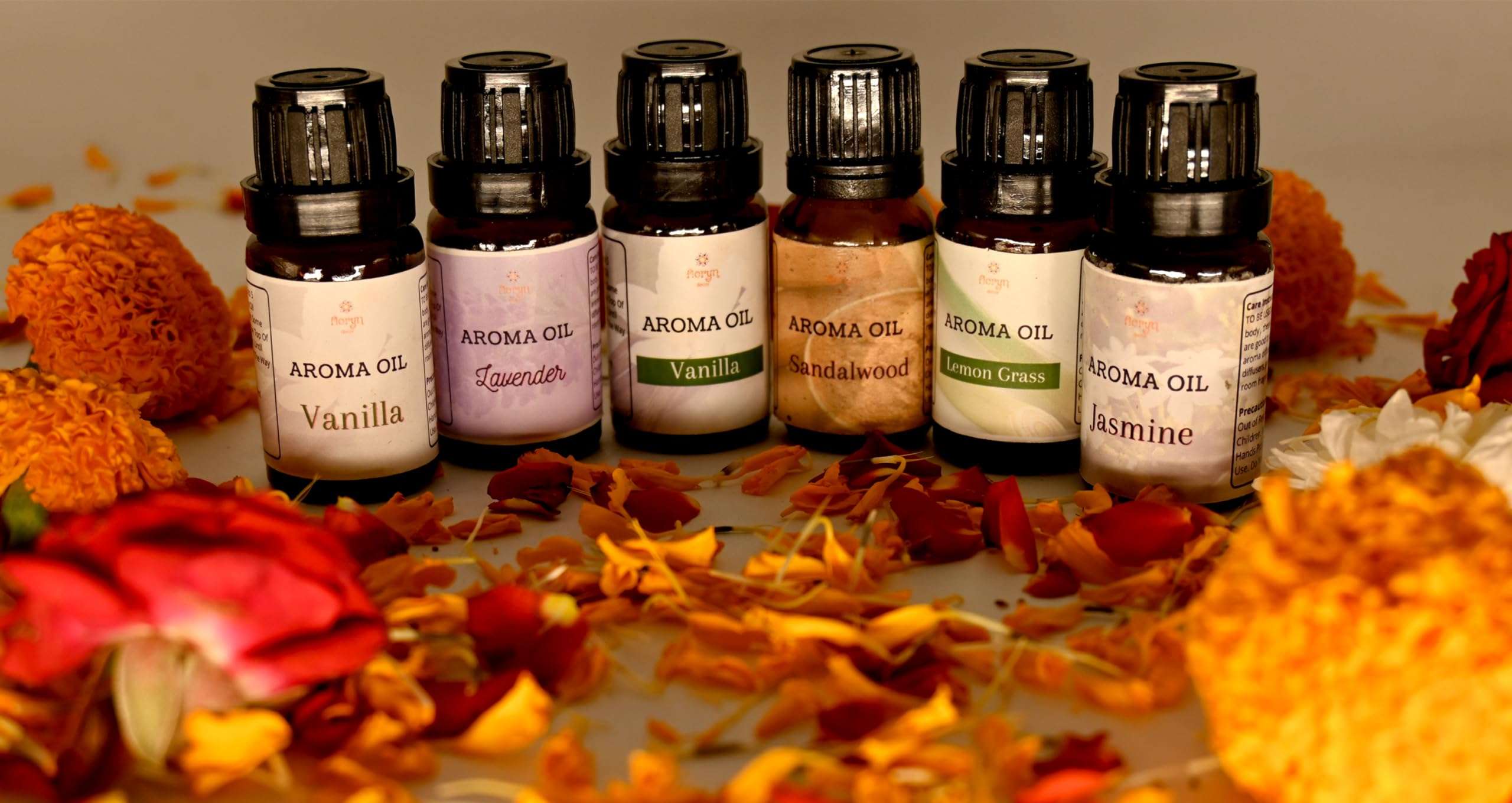 Floryn Decor Aroma Oil For Home Fragrance | Fragrance Aroma Oil (Lavender, Lemongrass, Rose, Jasmine, Sandalwood and Vanilla) - Set of 6 (15 ML Each) 2