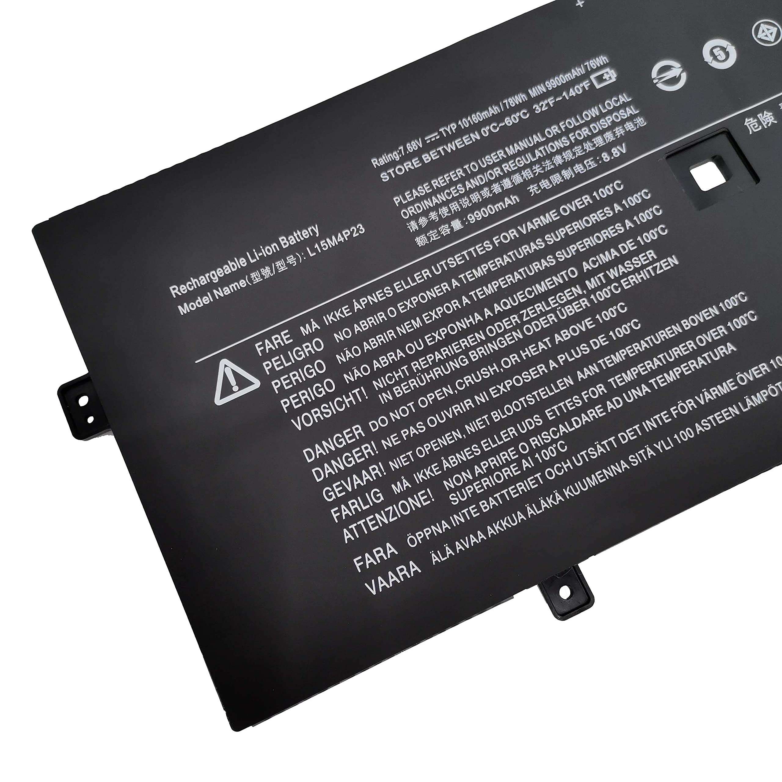 Fully New L15M4P23 Replacement Laptop Notebook Battery Compatible with Lenovo Yoga 910 Yoga 5 Pro Series L15C4P21 L15C4P22 L15M4P23-7.6V Capacity: 78Wh/10160mAh 2