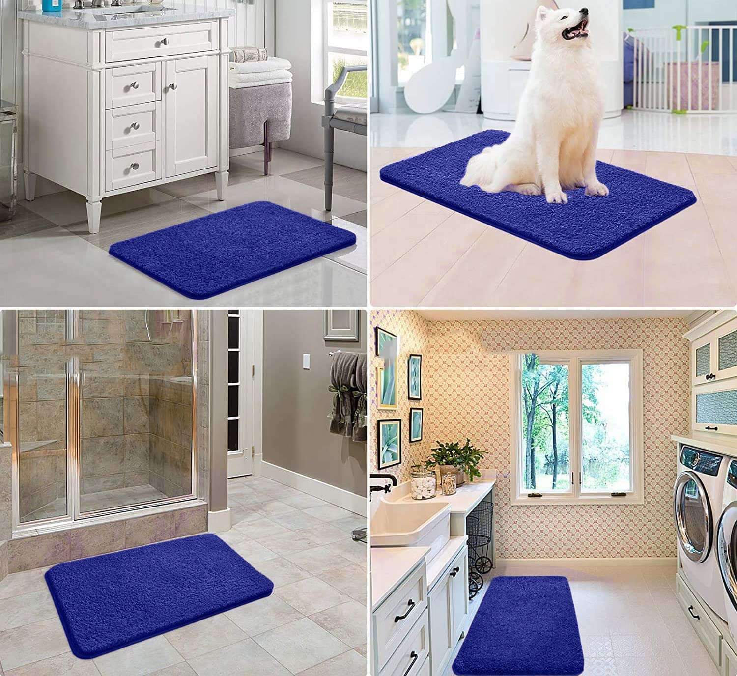 HarisonsLiving Premium Super Soft Microfiber Solid 2000 GSM Bath Mat Super Absorbent Anti-Skid Mat for Bathroom/ Bedroom/ Kitchen/ Door Mat/ Floor Mat (50 x 80 cm/ Blue) Combo Pack of 2 4