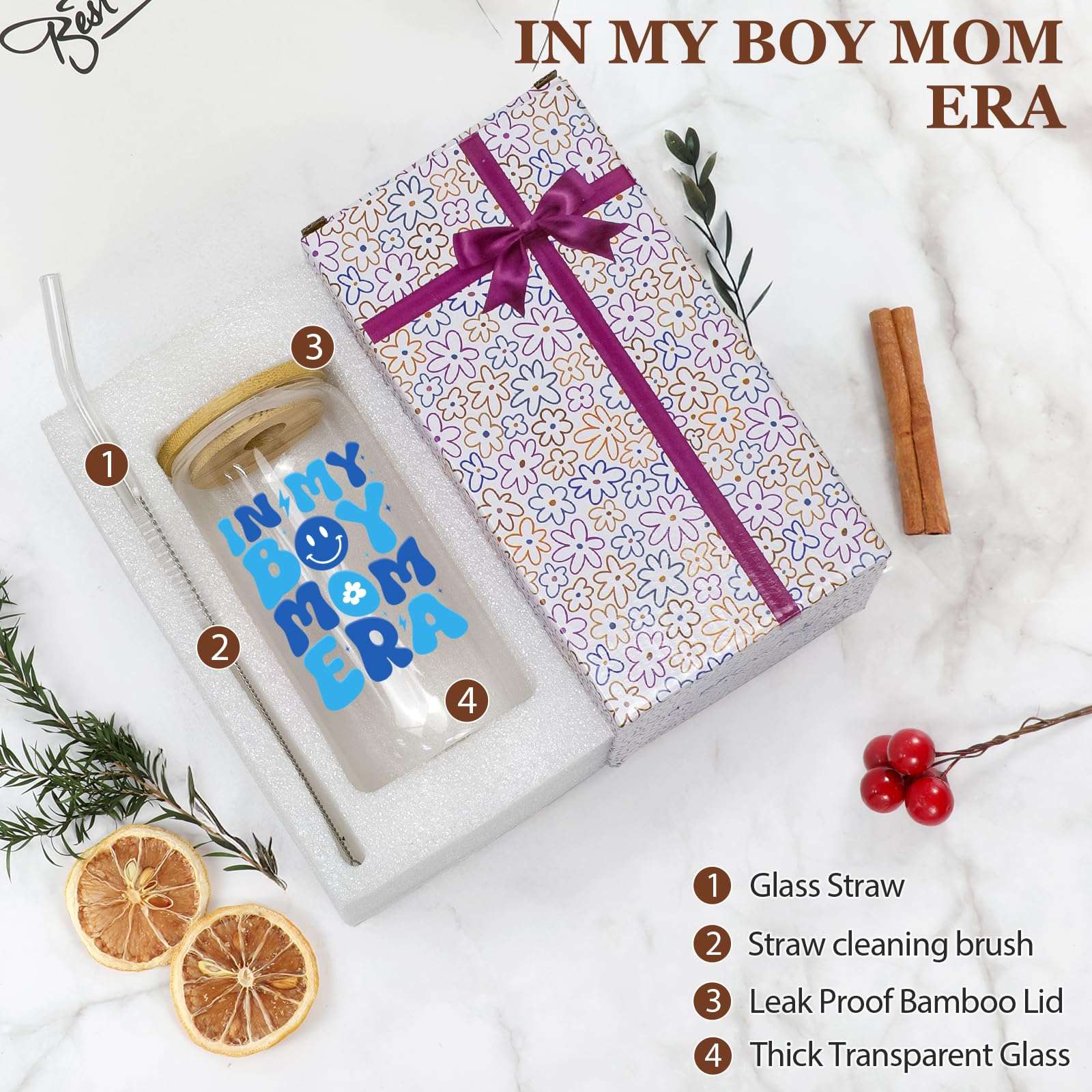 maoodoo New Mom Christmas Gifts for Boys Pregnant,Expecting Mom,Mother's Day Postpartum Gifts After Birth - 16 Oz Coffee Glass 3