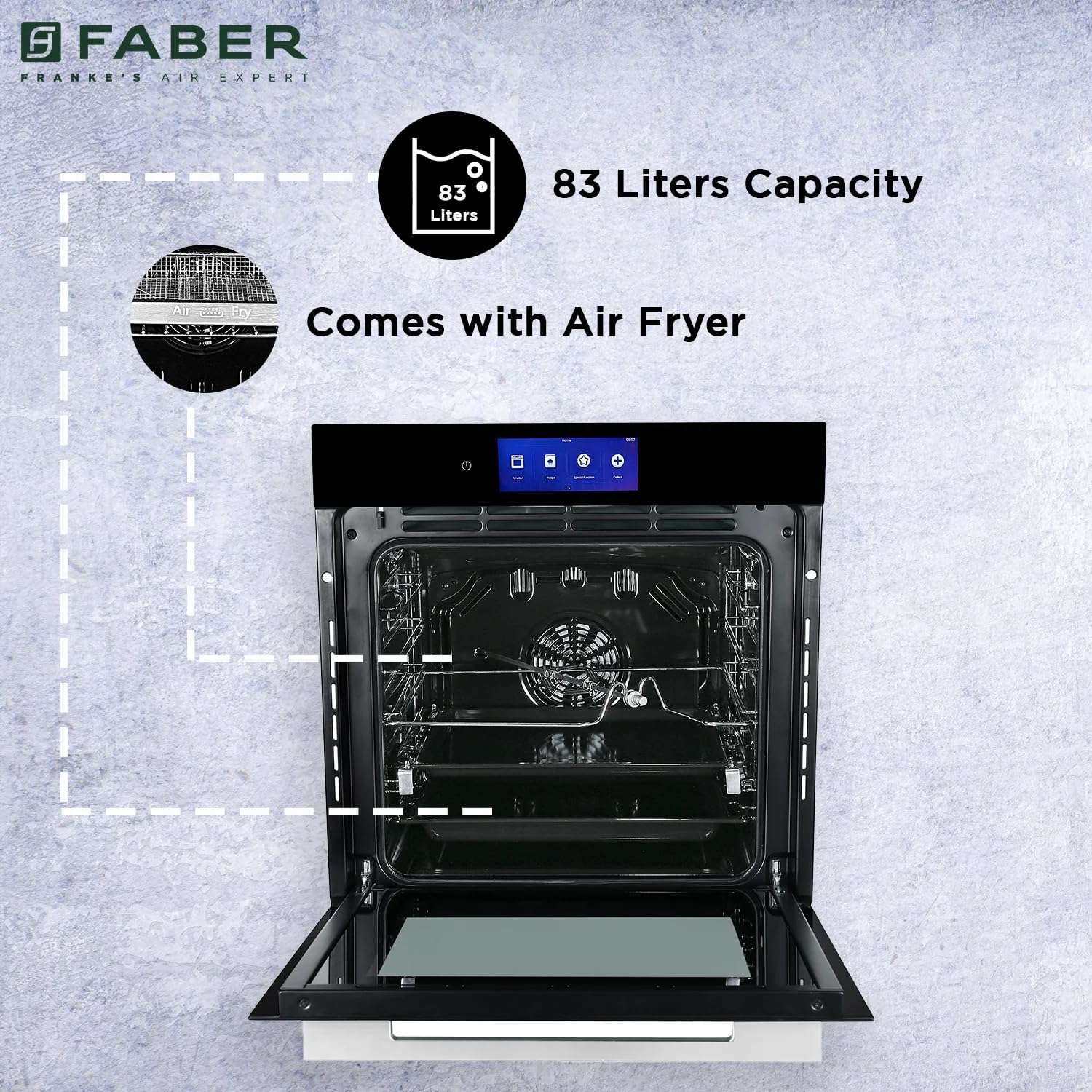Faber 83L Built-In Microwave Oven with Built in oven with 18 functions | Auto Cook Menus & Auto Power Off Protection, Defrost & Combination Cooking | 1 Yr Warranty | FBIO 83L 18F TFT BK N 6