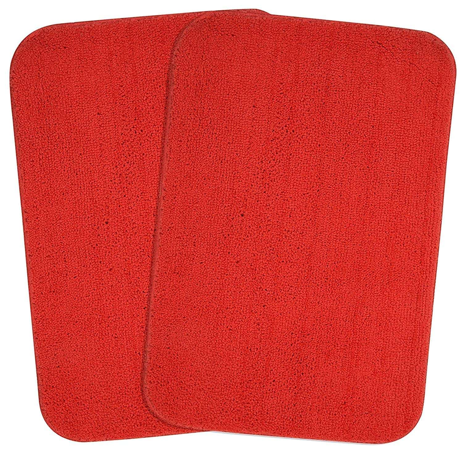 Scores Micro Anti Slip Striped Bath Mat, Doormats & Entrance gate Combo Pack of 2 pcs (Red) 2