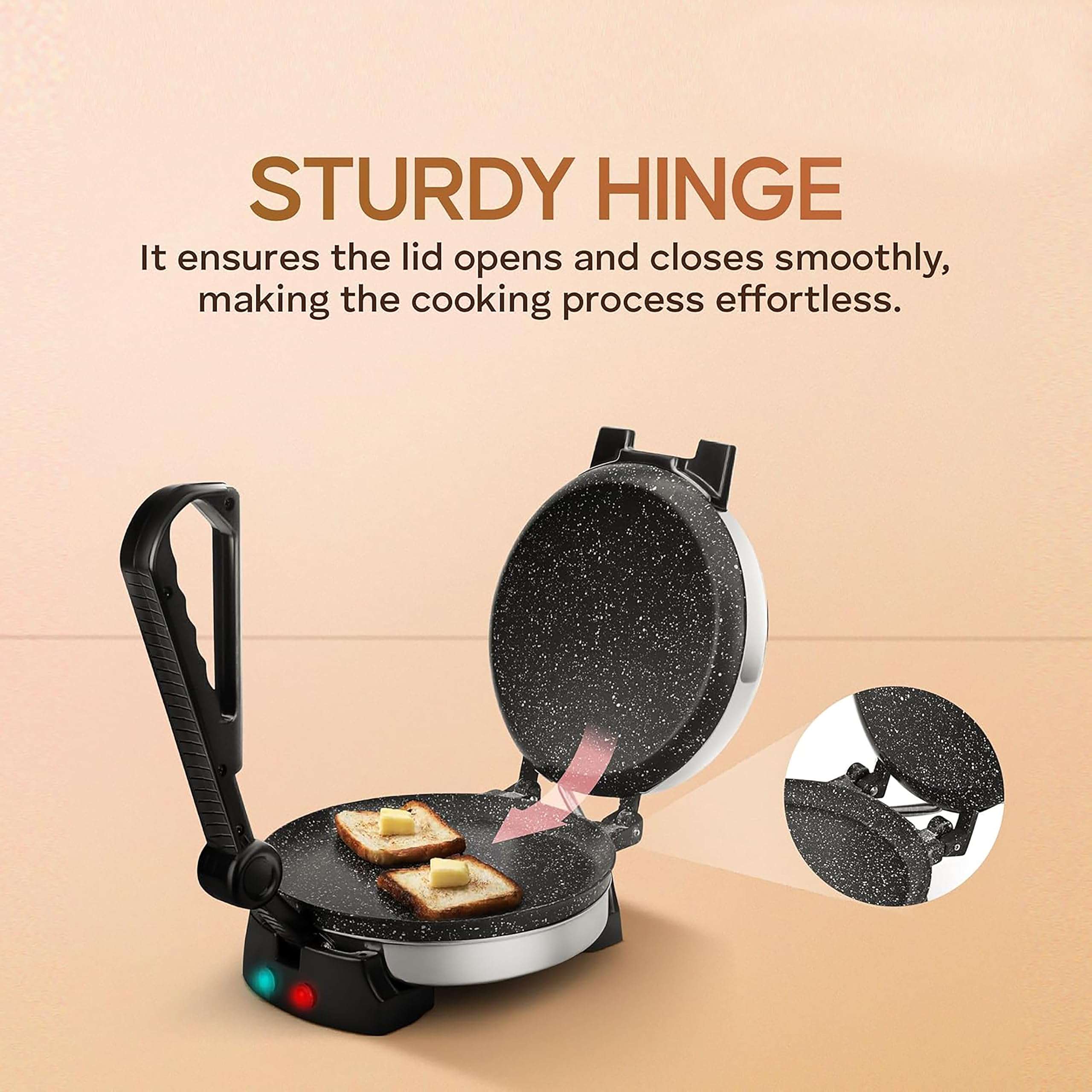ElectroSky Multi Maker 950W Electric Automatic | Complete Roti/Chapati/Khakra Maker for Home | Super smooth Non-Stick Coating | Cool Touch Handle | Fast Heating With 1 Year Warranty 6