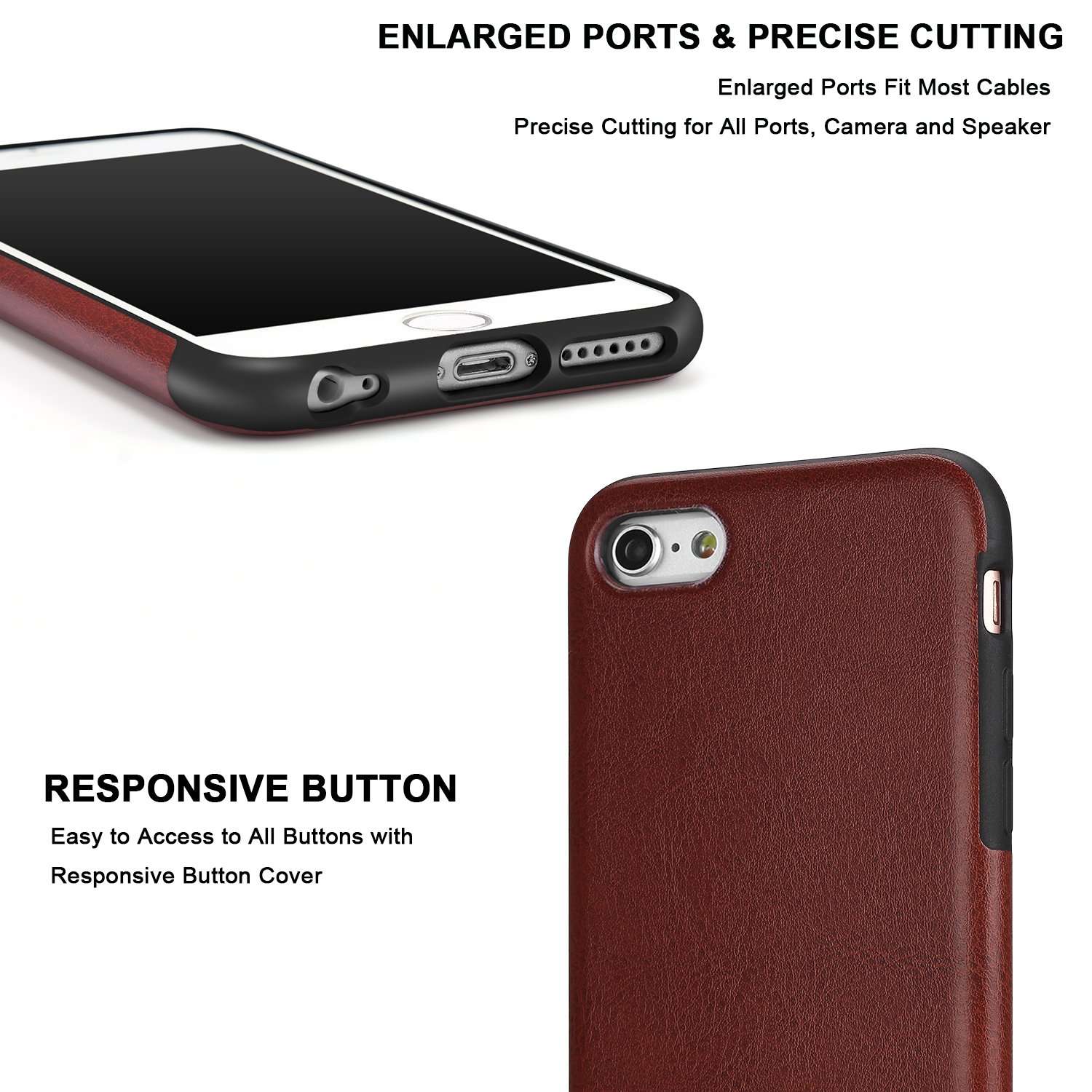 TENDLIN iPhone 6s Case, Premium Leather Back Flexible TPU Silicone Hybrid Soft Slim Cover Case for iPhone 6 and iPhone 6s (Brown) 5