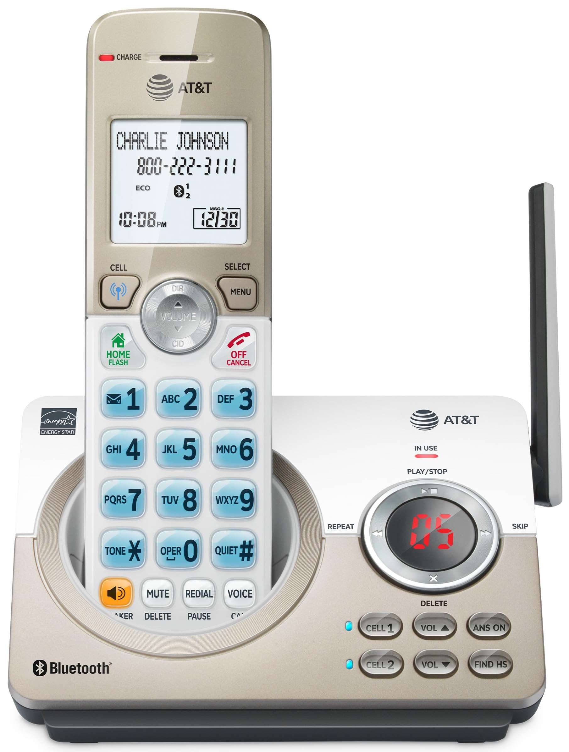 AT&T DL72119 DECT 6.0 Cordless Phone for Home with Bluetooth Connect to Cell, Call Blocking, 1.8" Backlit Screen, Big Buttons, intercom, and Unsurpassed Range 2