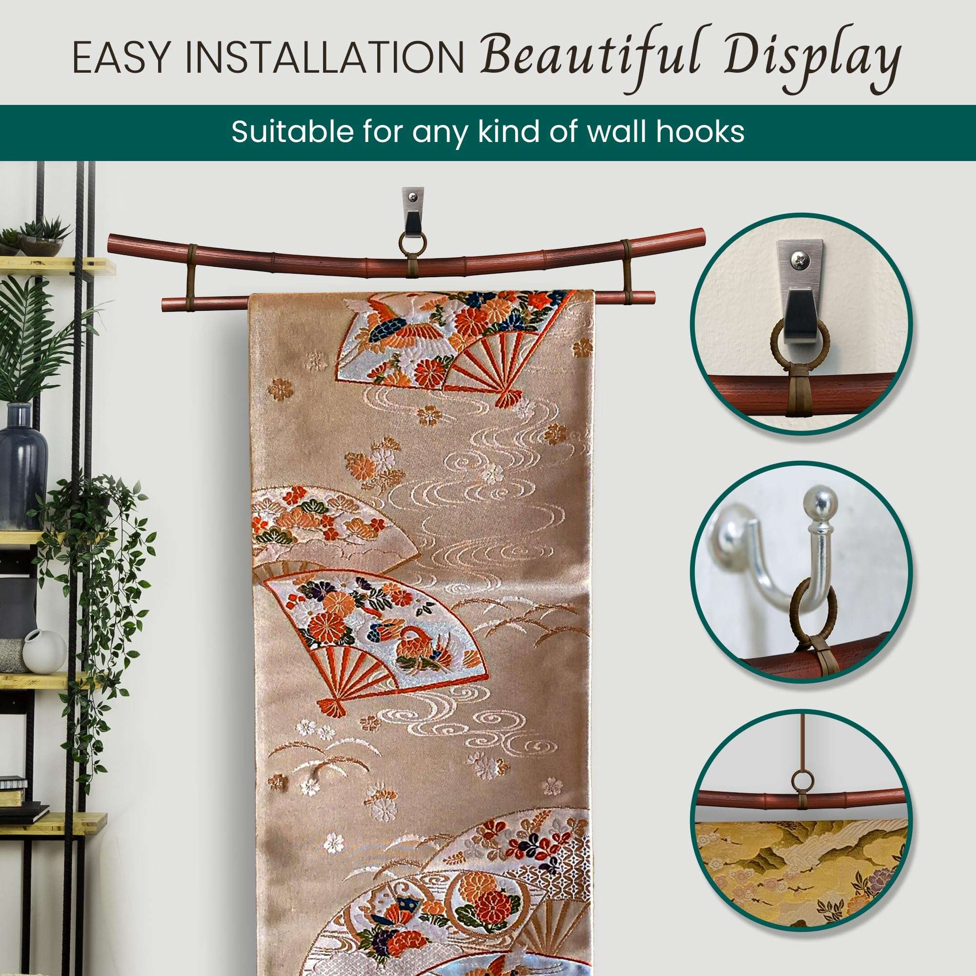 Sea of Trees Japan Smoked Bamboo Tapestry Wall Hanger, Zen Pagoda Style - Up to 36 Inch Tapestry 6