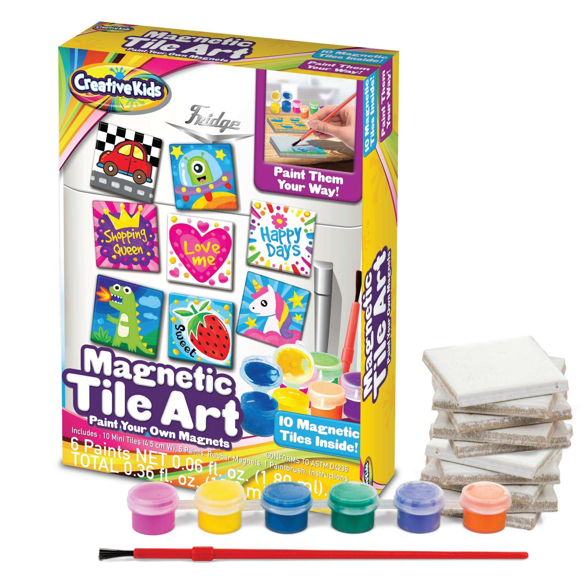Creative Kids Magnetic Mini Tile Art - Make Your Own 10 Fridge Magnets 2