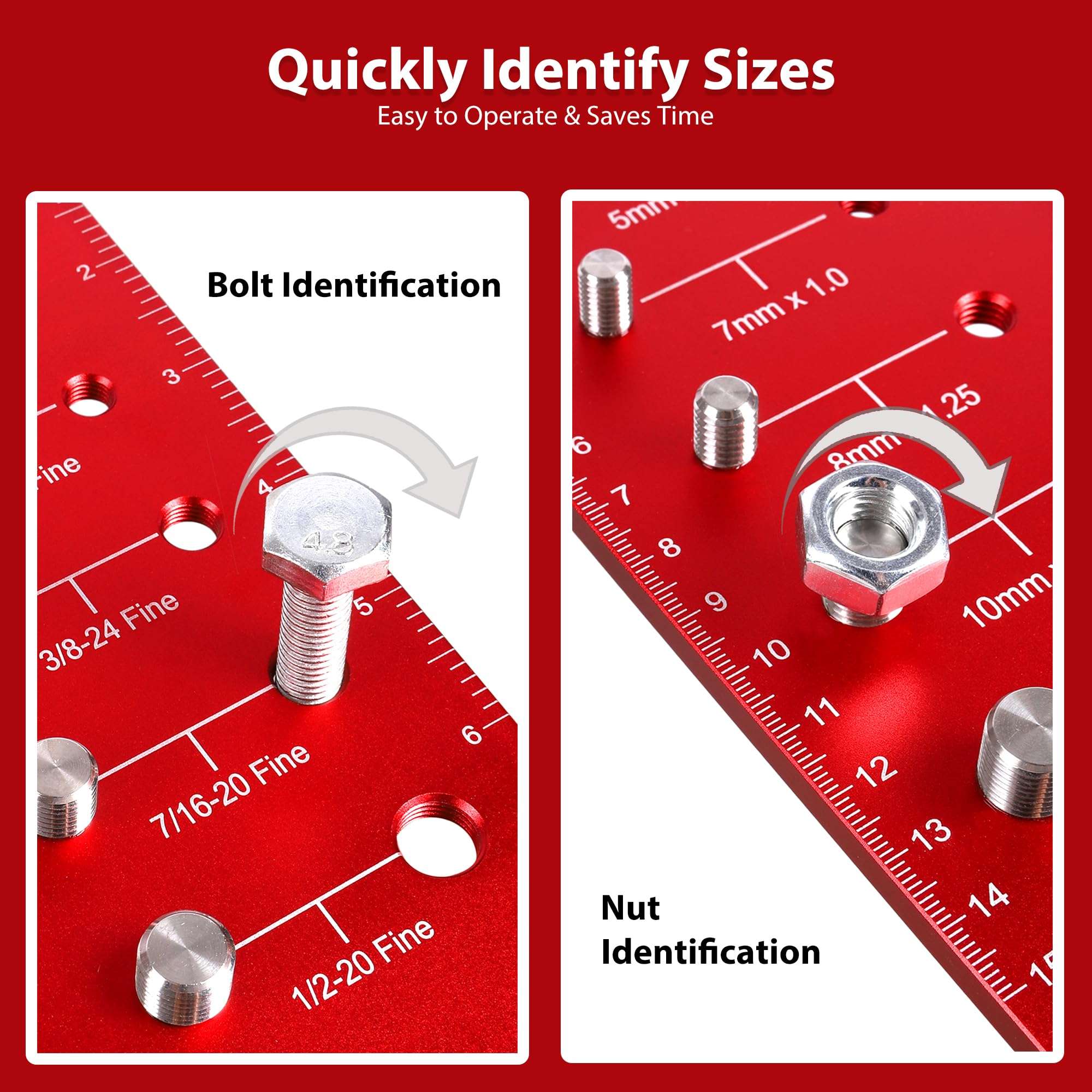 44 Nut and Bolt Thread Checker Standard and Metric, Bolt Size and Nut Identifier Gauge, for Organizing Nuts and Bolts of Different Sizes 4