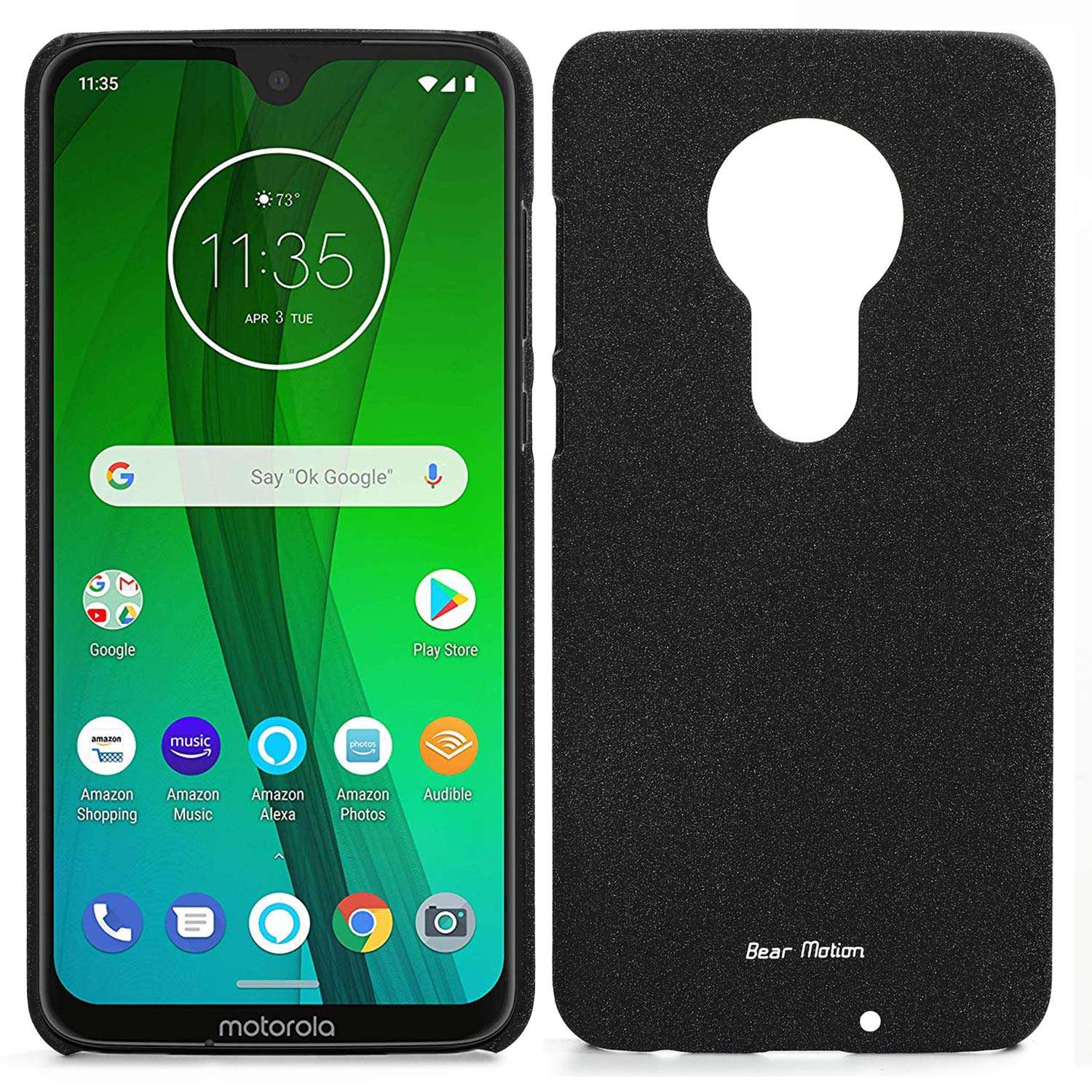 Bear Motion for Moto - Slim Case for Motorola Moto 2019 Release - Sand (Black, Moto G7 Power) 1