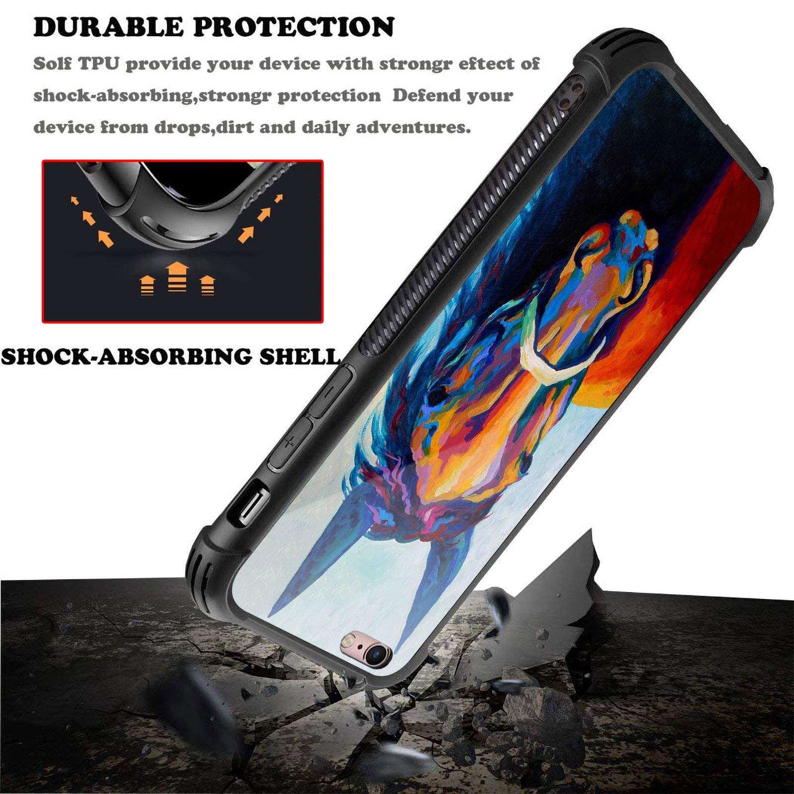 iPhone 6S Case,Colorful Horse iPhone 6 Cases for Girls Boys,Fashion Graphic Design Shockproof Anti-Scratch Drop Protection Case for Apple iPhone 6/6S 4