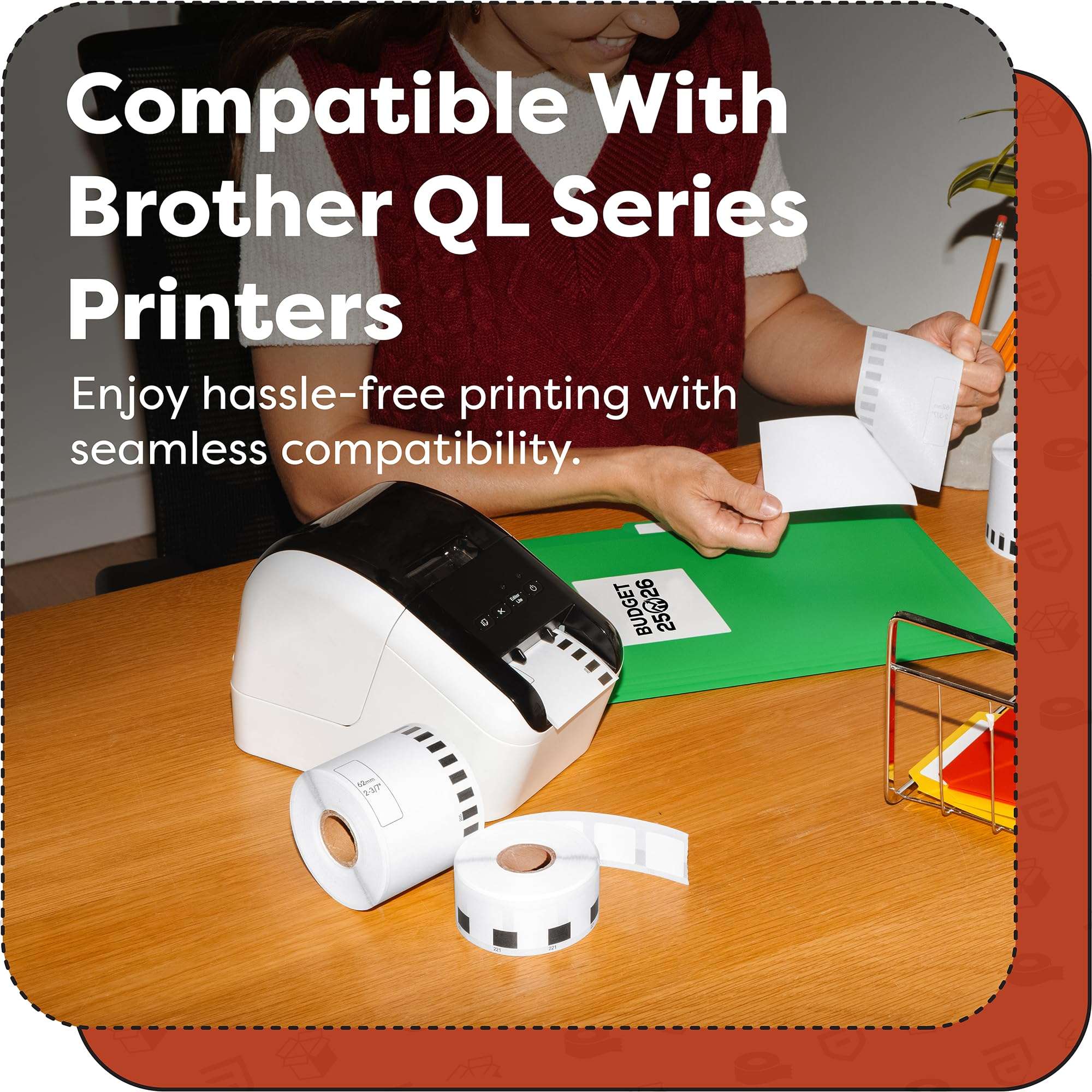 Aegis Adhesives - Compatible Label Replacement for Brother DK-2205 (2.4" X 100 Ft.) Continuous Paper Tape, Use with QL Label Printers - 8 Rolls + 1 Frame 5