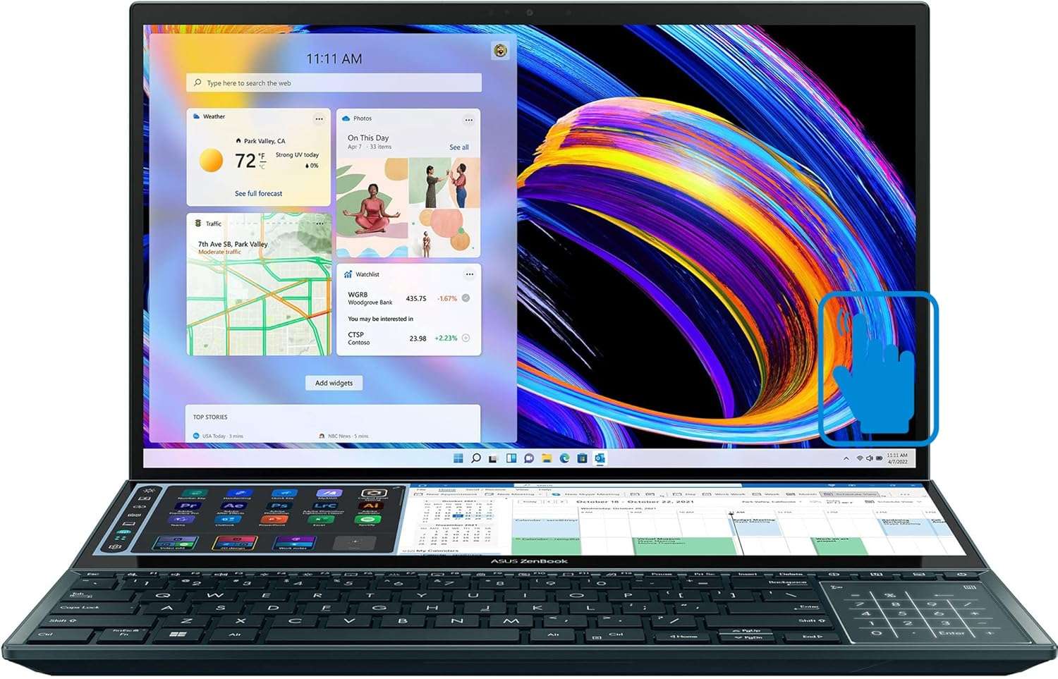 ASUS ZenBook Pro Duo Laptop 15.6" 4K UHD OLED Touchscreen (Intel i7-12700H 14-Core, 16GB LPDDR5, 1TB PCIe SSD, GeForce RTX 3060 6GB, ScreenPad Plus, Stylus, Backlit KYB, Win 11 Pro) w/Dockztorm Dock 4