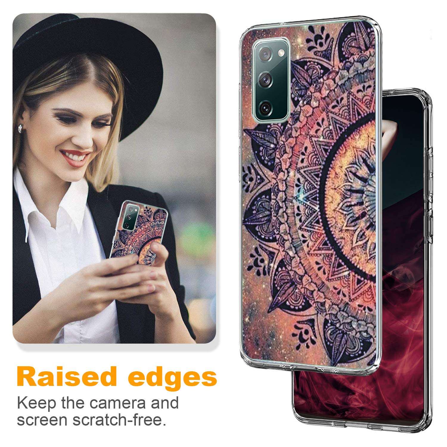 Galaxy S20 FE 5G Case Marble Cover Compatible with Samsung Galaxy S20 FE 5G Case Silicone TPU Gel Bumper Shockproof Case Mandala Pattern Phone Case for Samsung S20 FE 5G Case Women 2