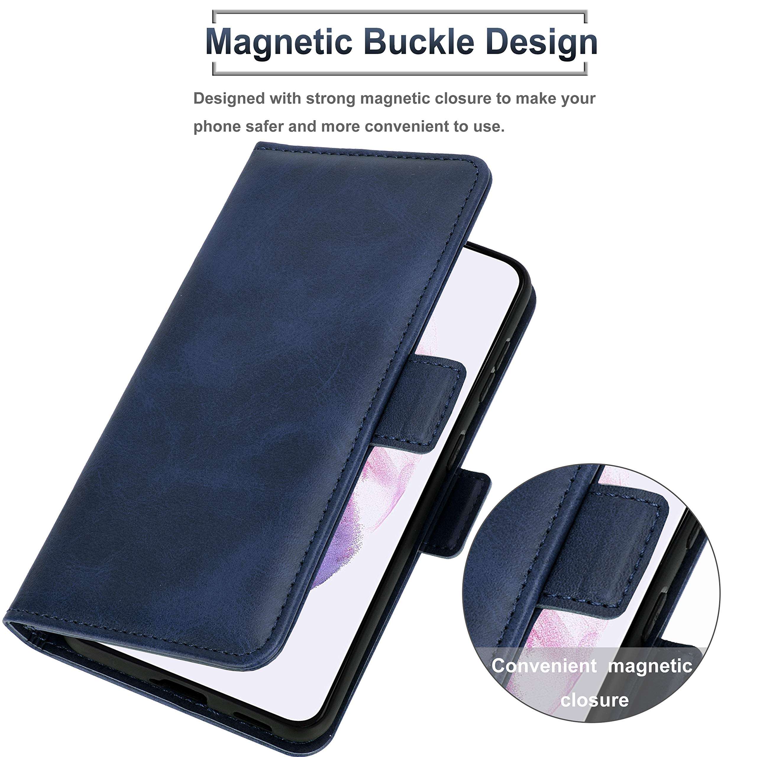 D DESSVON Wallet Case Compatible with Samsung Galaxy S21 Plus, Galaxy S21 Plus Leather Flip Case with Card Holder Kickstand Magnetic Buckle Phone Case Compatible for Samsung Galaxy S21 Plus 5G Blue 3