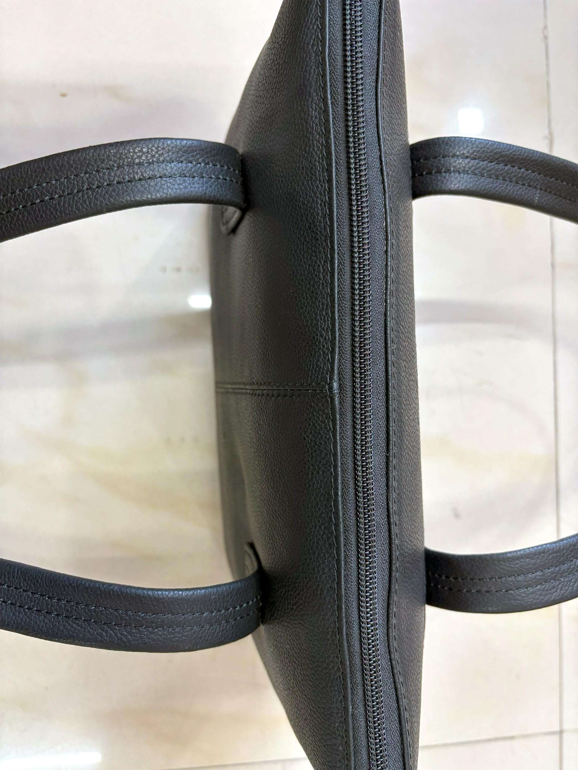 Genuine Leather Satchel Top-Handle Handbags for Women Ladies Bag Black 6