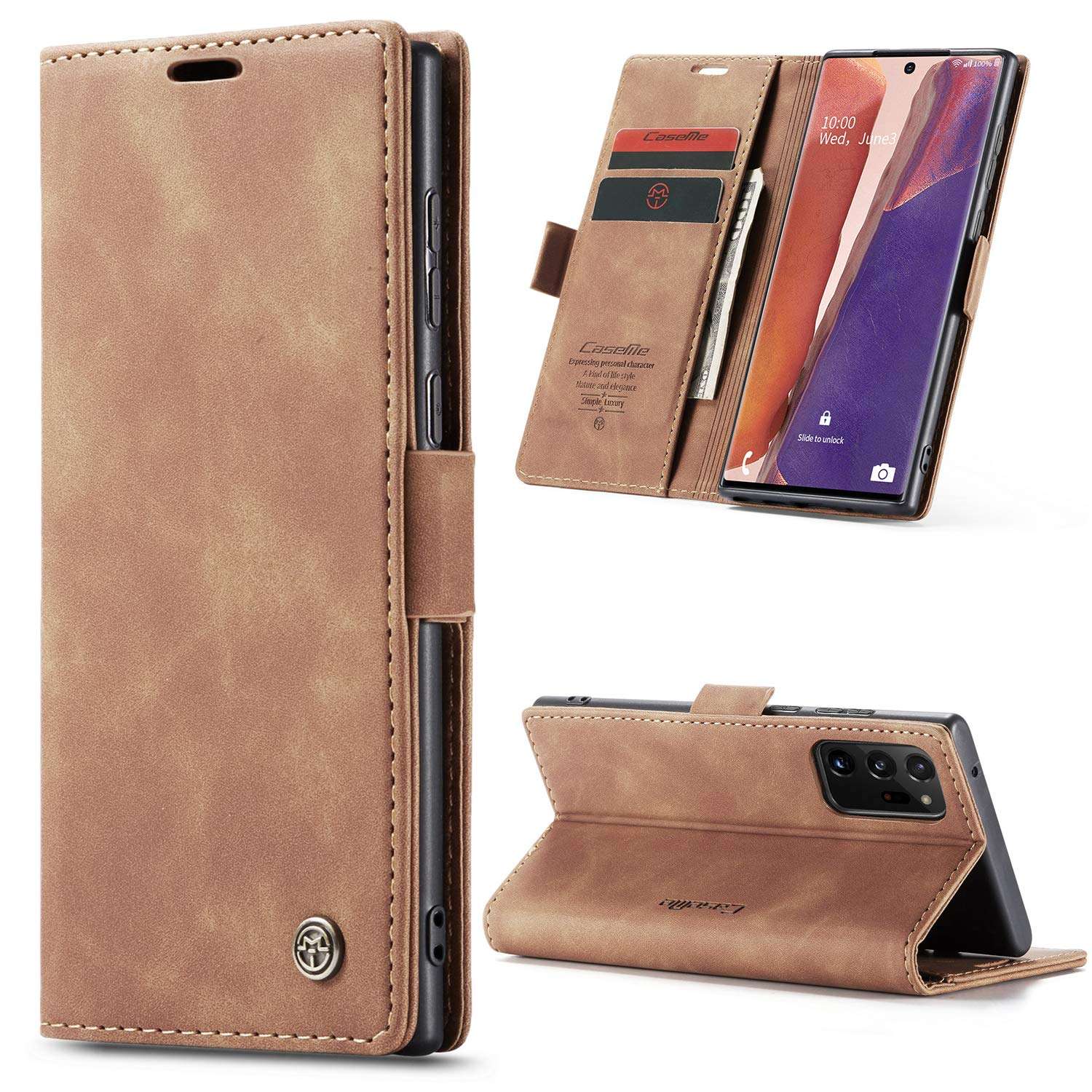 Kowauri Galaxy Note 20 Ultra Case,Leather Wallet Case Classic Design with Card Slot and Magnetic Closure Flip Fold Case for Samsung Note 20 Ultra 5G (Brown) 1